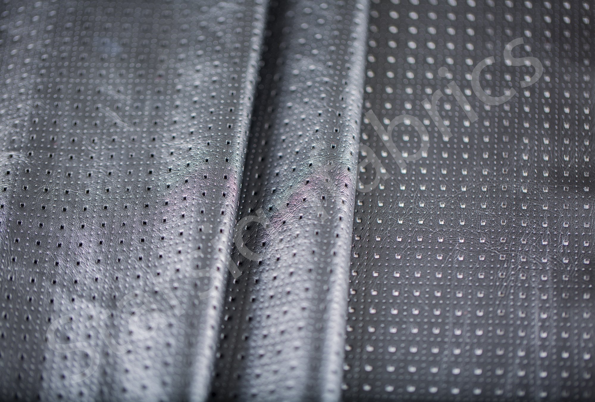 Black Spot Design Laser Cut Faux Leather Fabric | Burç Fabric