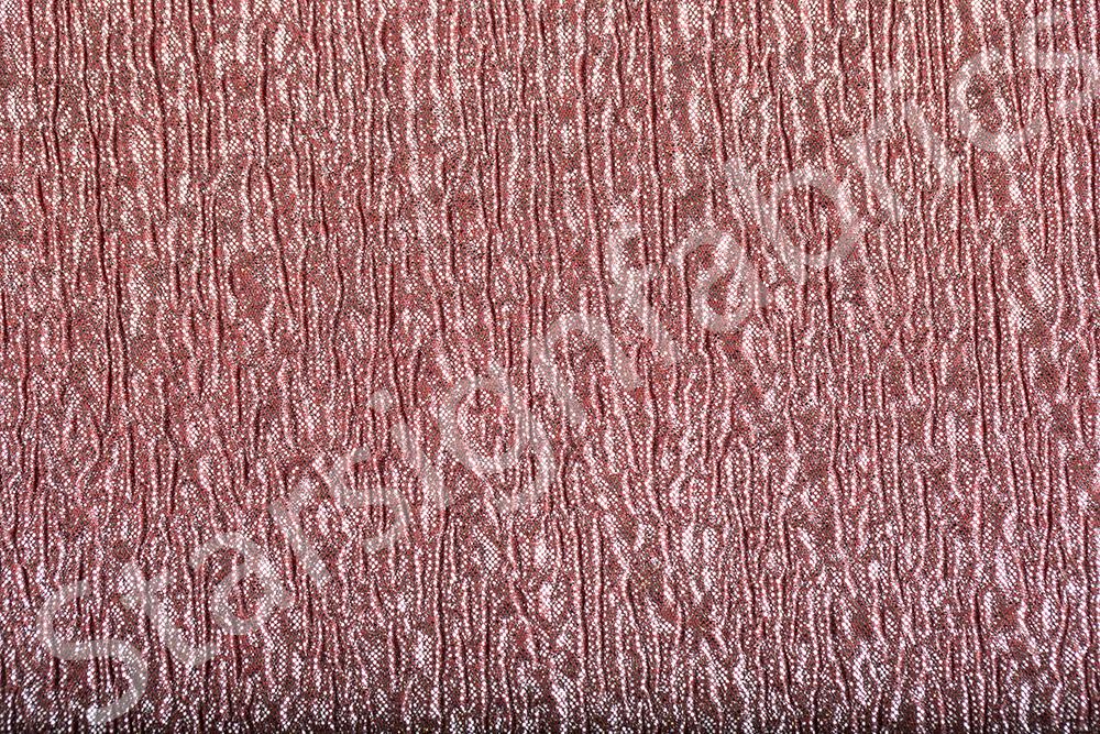 Vermilion Foil Print Crimped Knitted Fabric | Burç Fabric