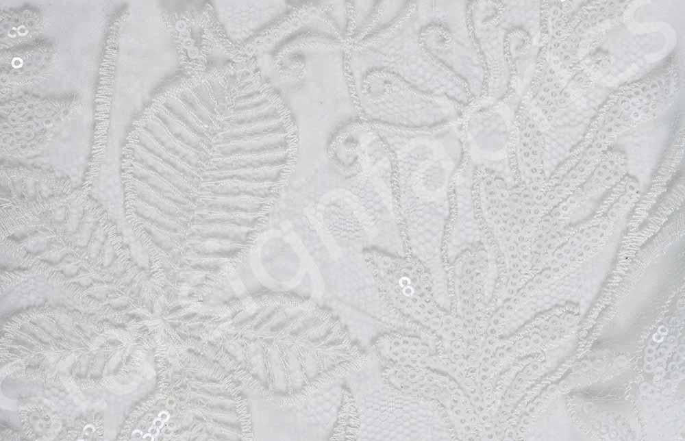 Geneva Style White Floral Embroidered Lace Fabric | Burç Fabric