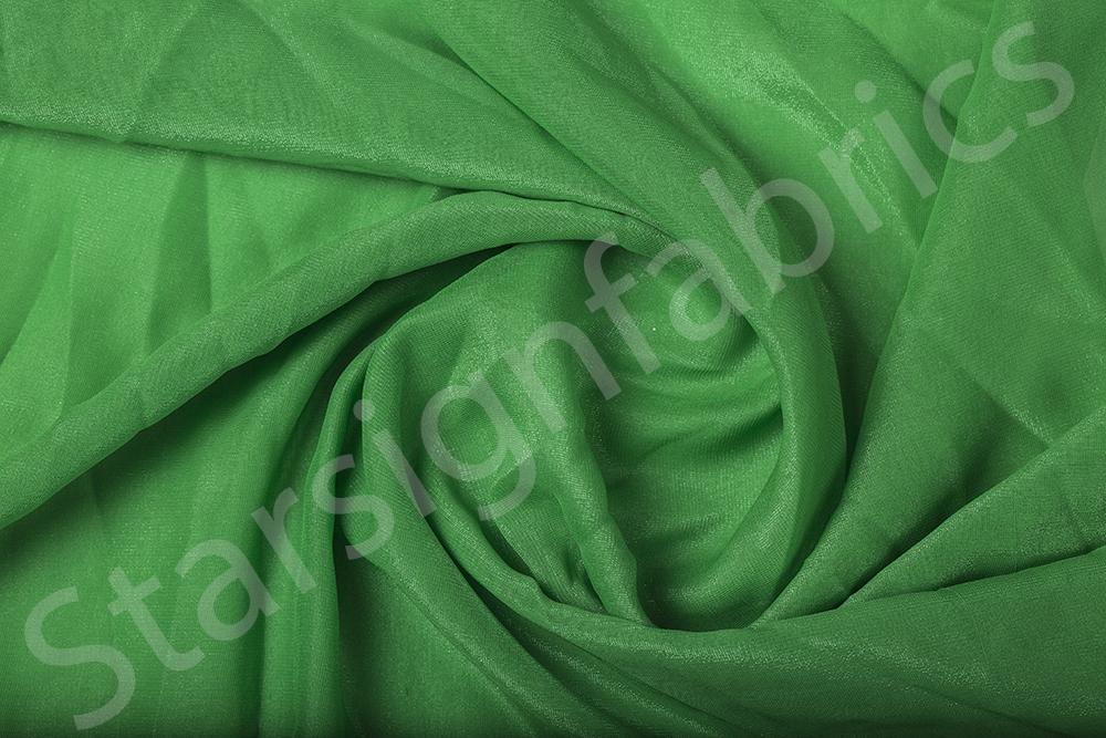 Green Glitter Plain Woven Chiffon Fabric | Burç Fabric