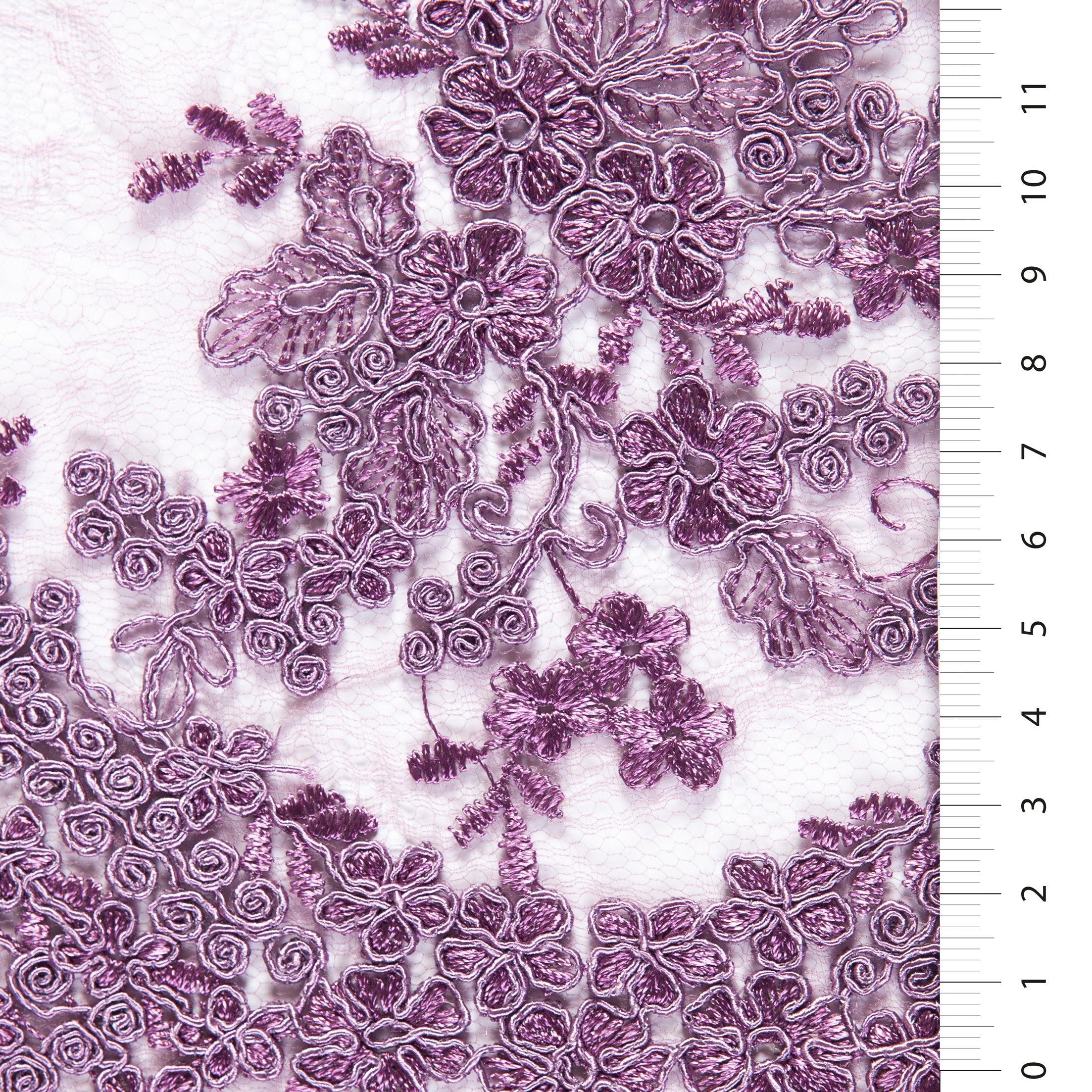 Lilac Scalloped Edged Stringed Floral Embroidered Lace Fabric | Burç Fabric