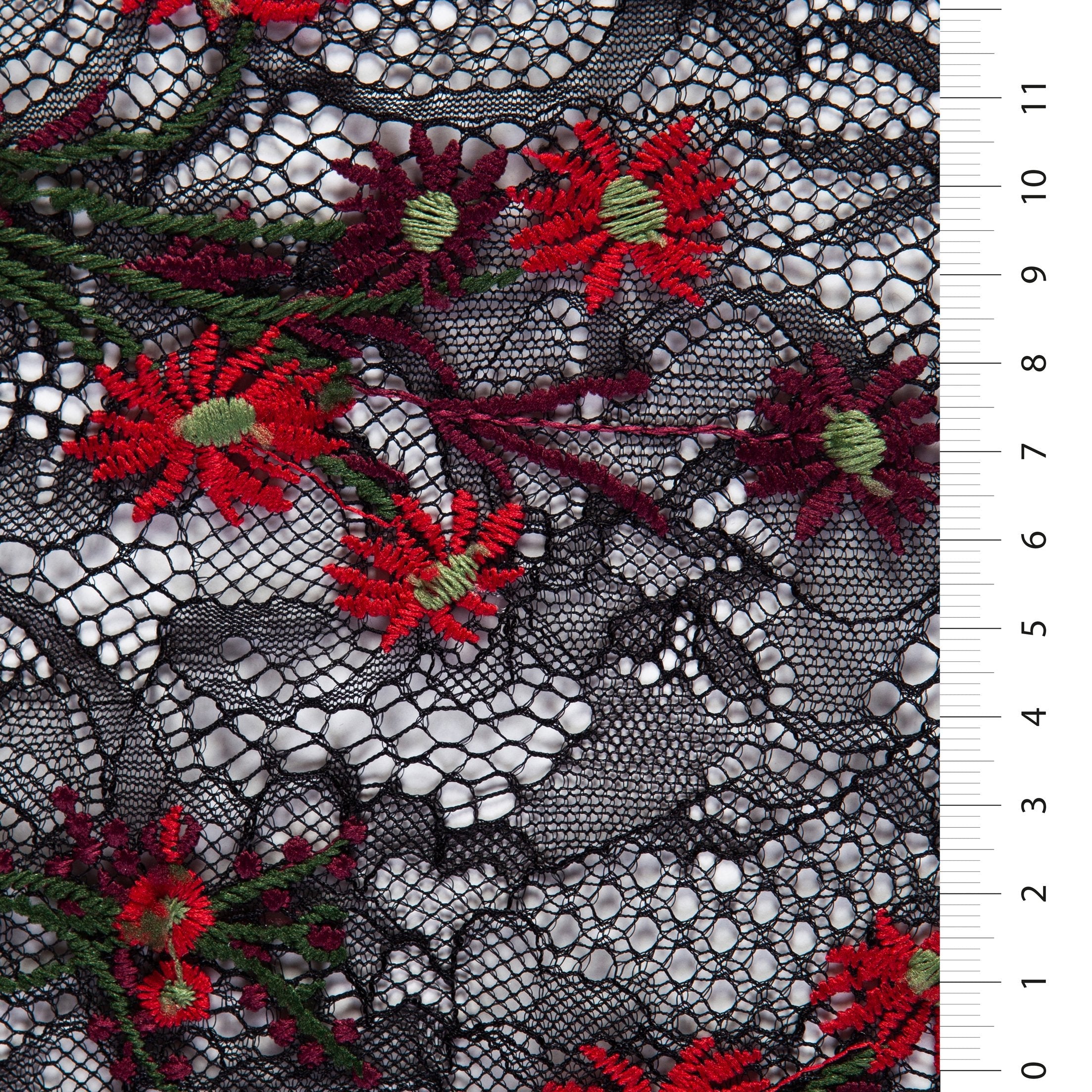Colorful Flower Thread Embroidered Lace | Burç Fabric