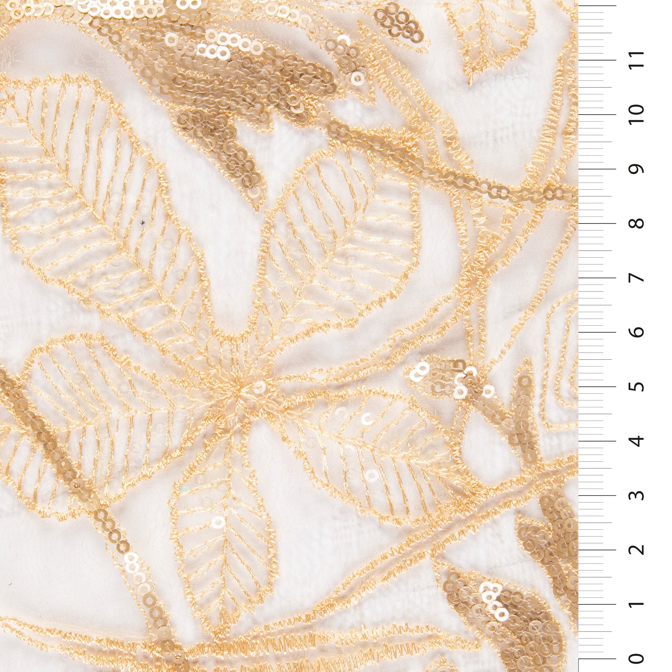 Geneva Style Gold Flower Embroidered Lace Fabric | Burç Fabric