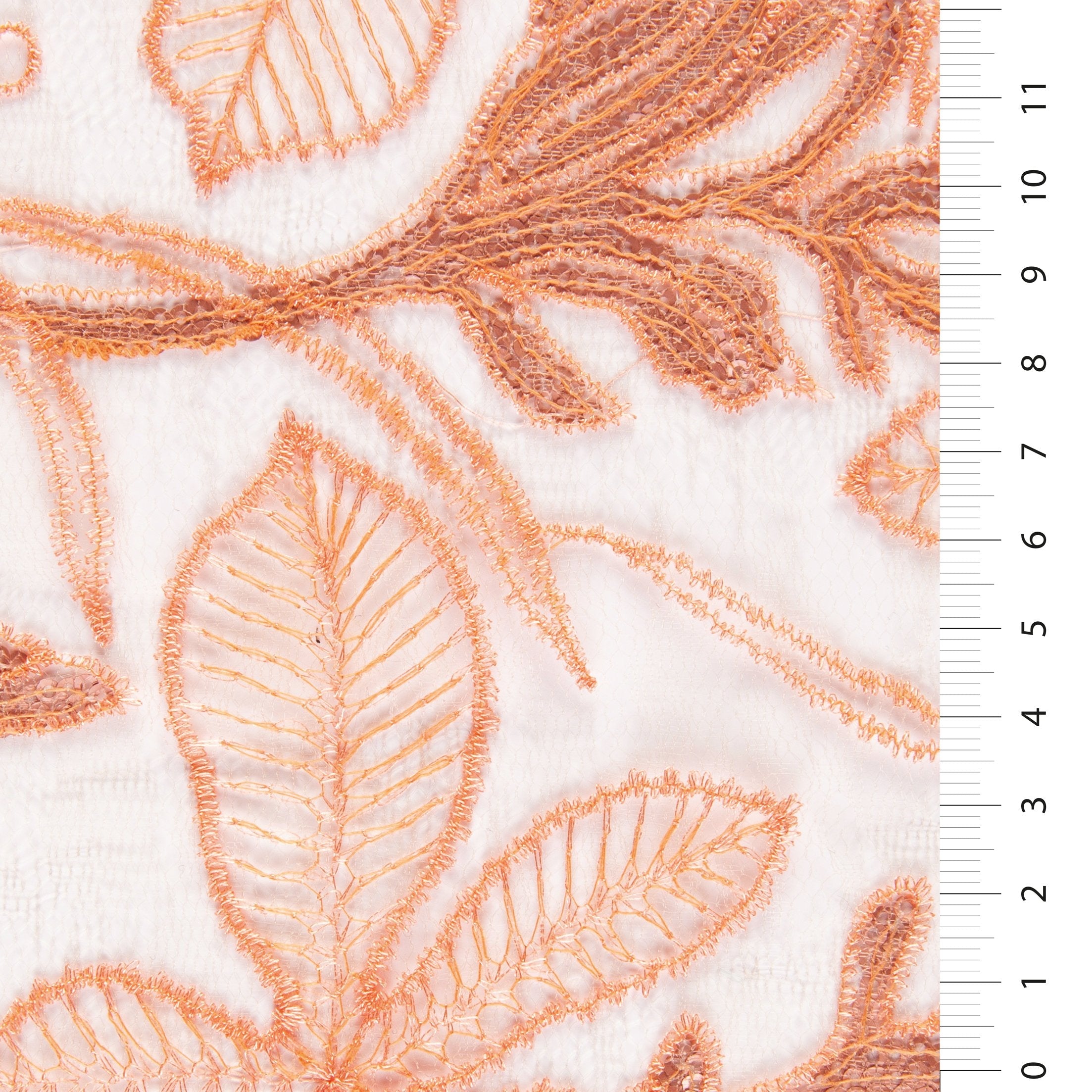 Geneva Style Salmon Flower Embroidered Lace Fabric | Burç Fabric