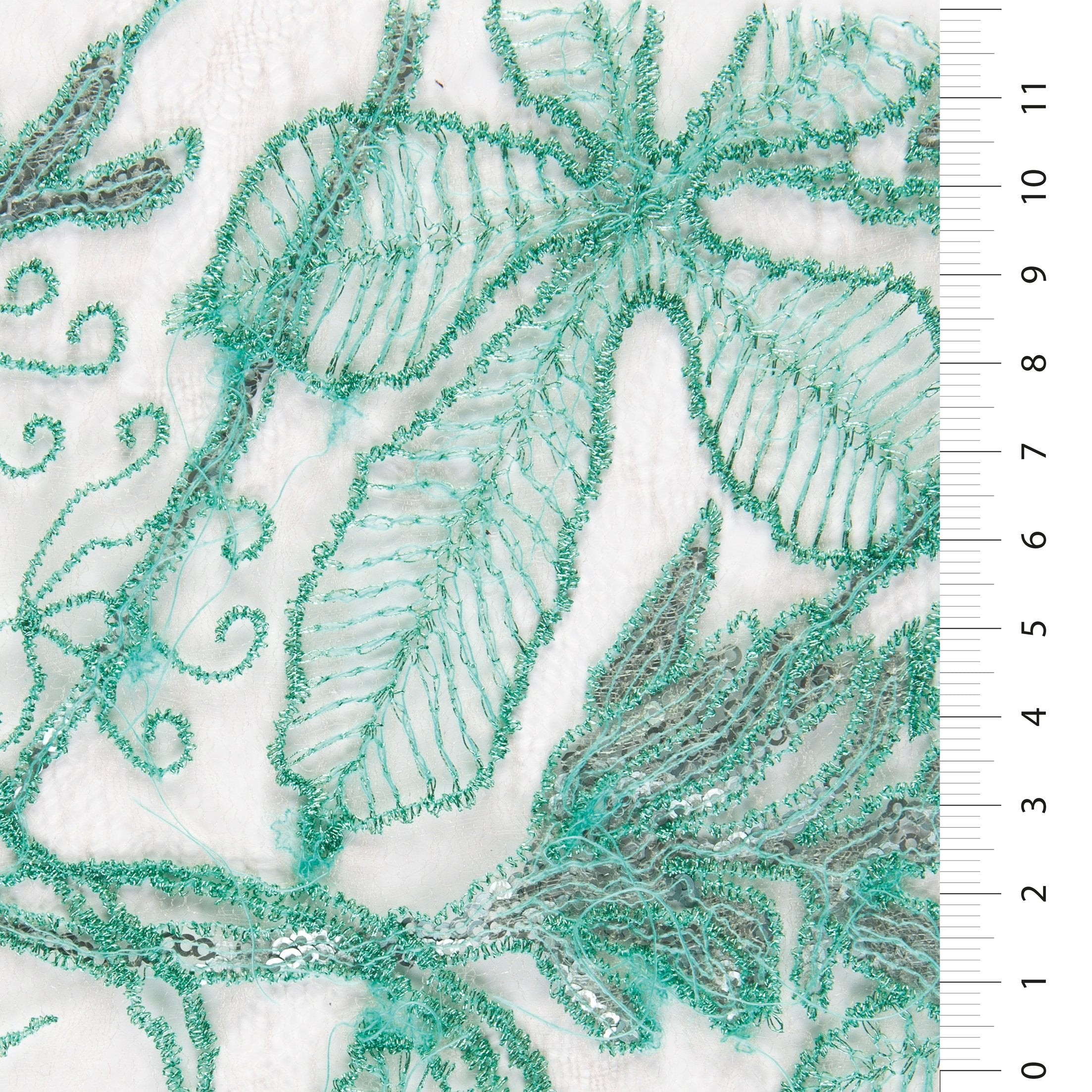 Geneva Style Green Flower Embroidered Lace Fabric | Burç Fabric