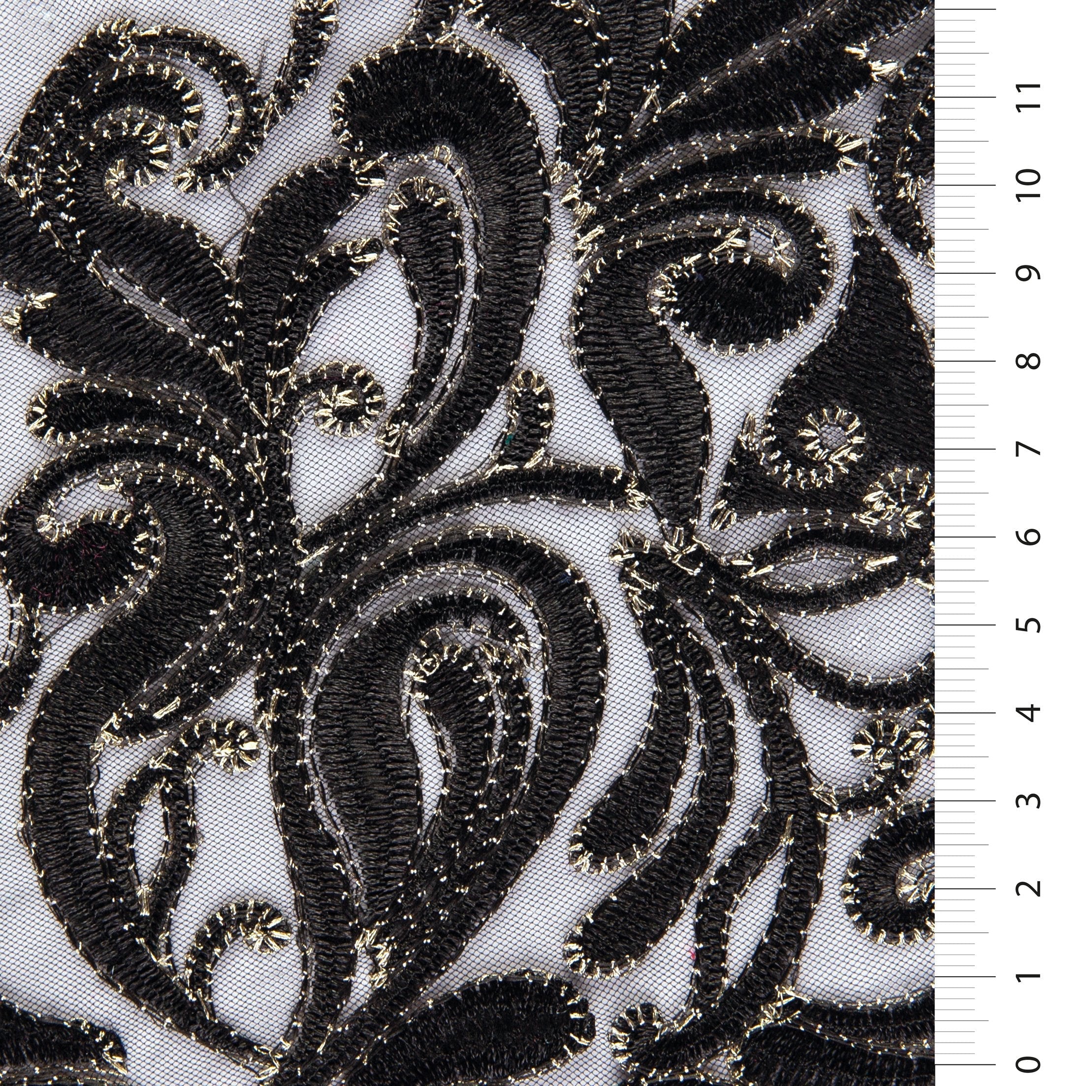 Scalloped Ornamental Thread Embroidered Fabric