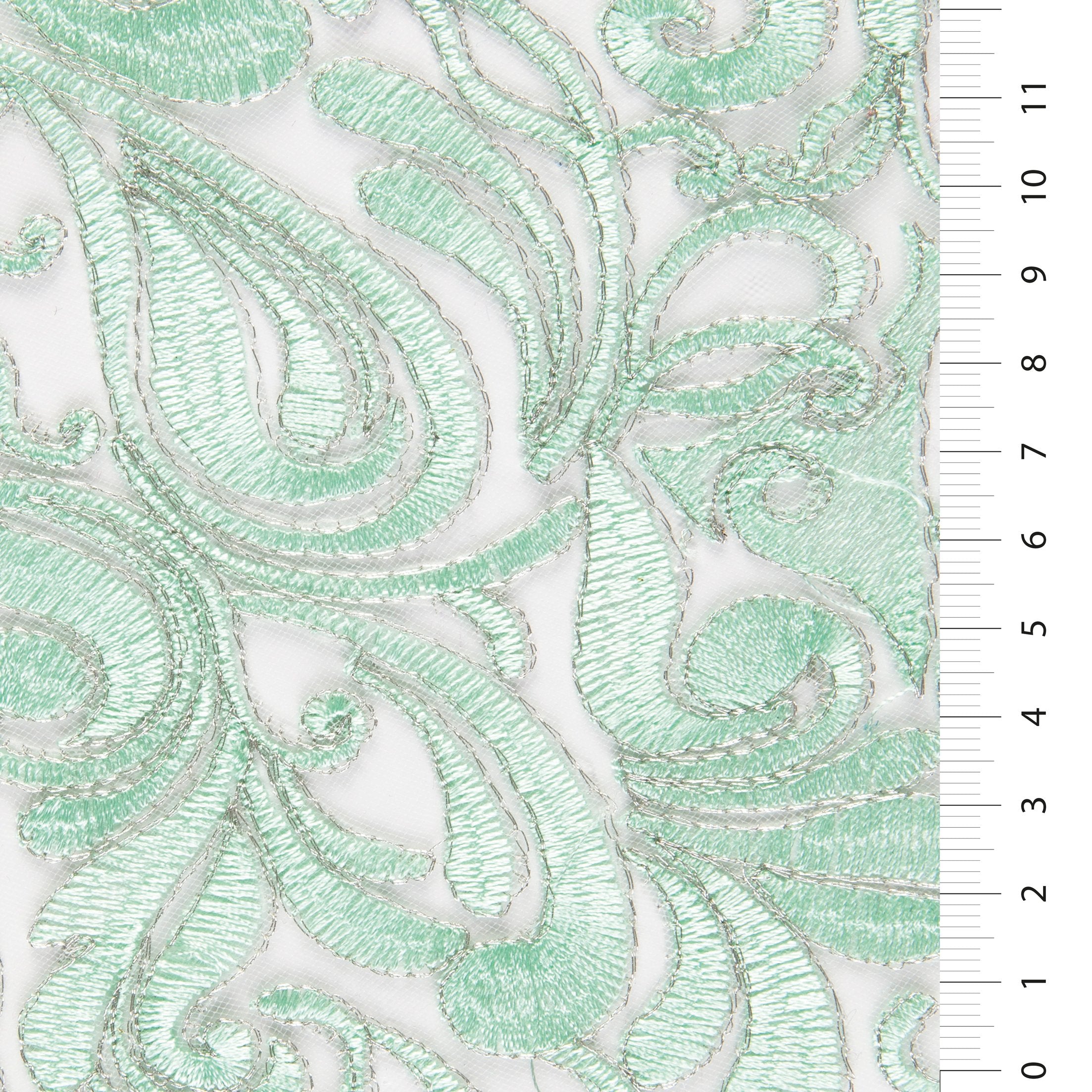 Scalloped Ornamental Thread Embroidered Fabric