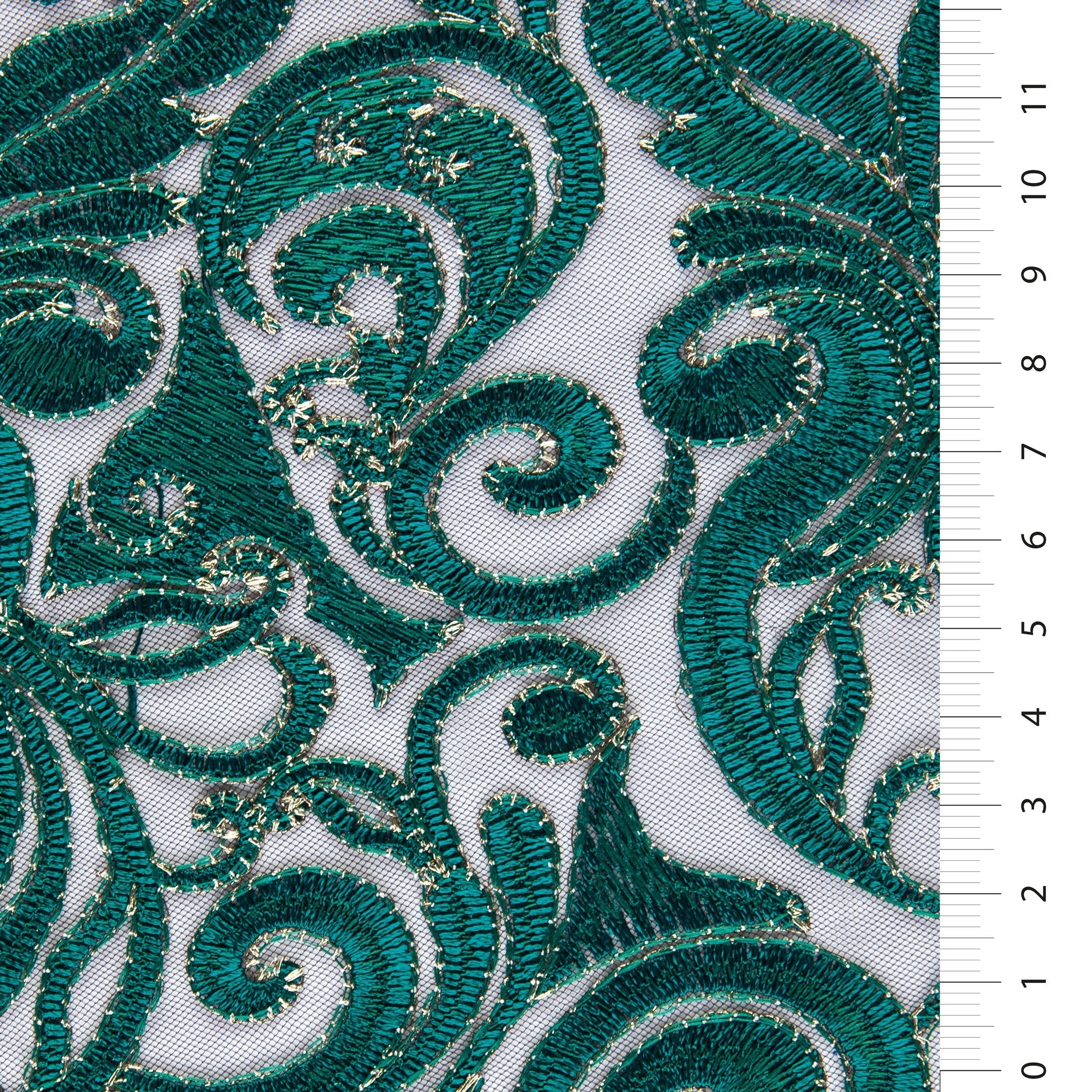 Scalloped Ornamental Thread Embroidered Fabric