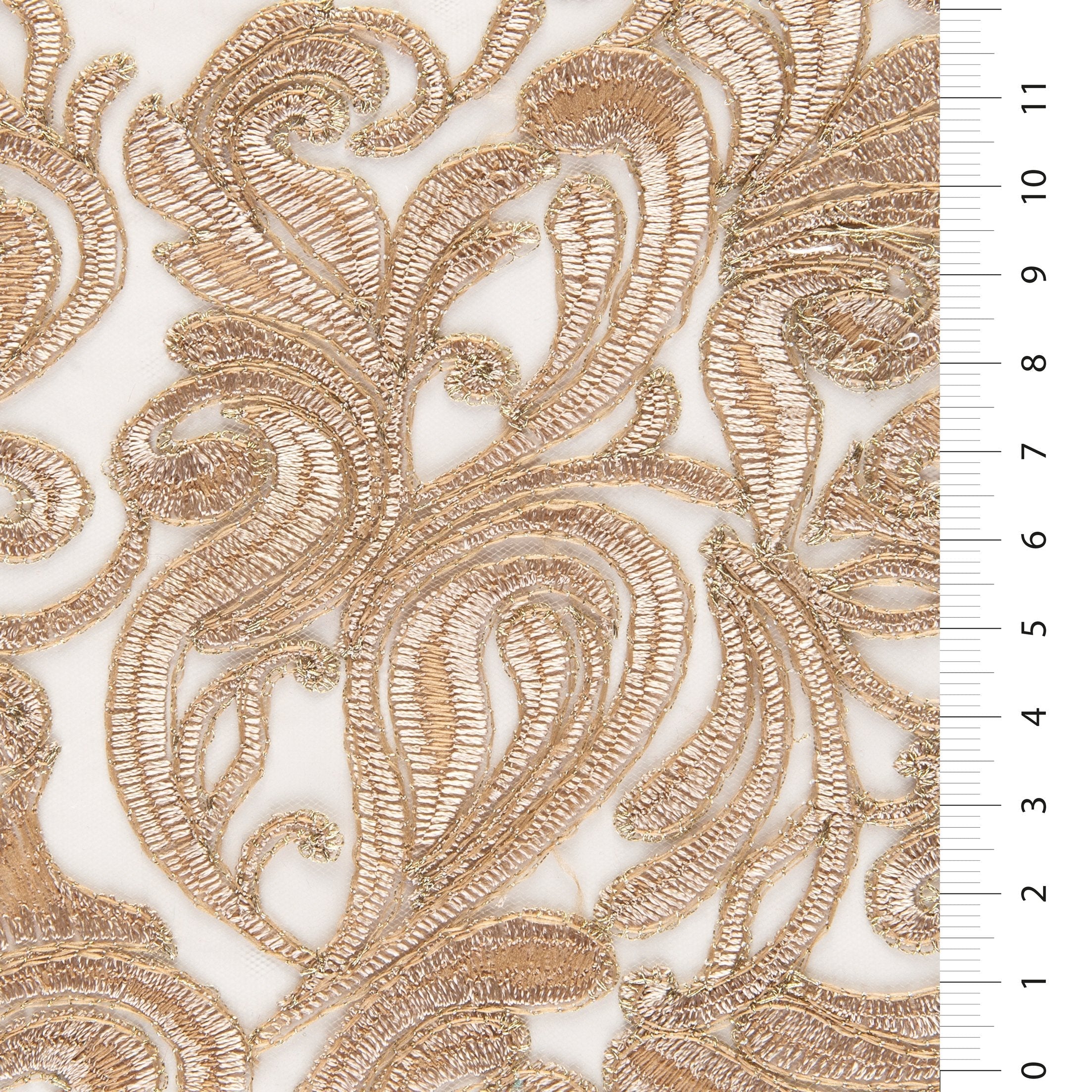 Scalloped Ornamental Thread Embroidered Fabric