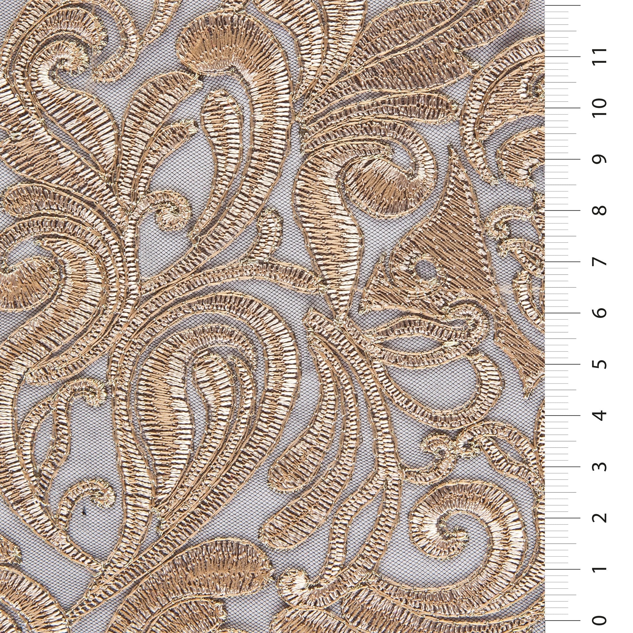 Scalloped Ornamental Thread Embroidered Fabric