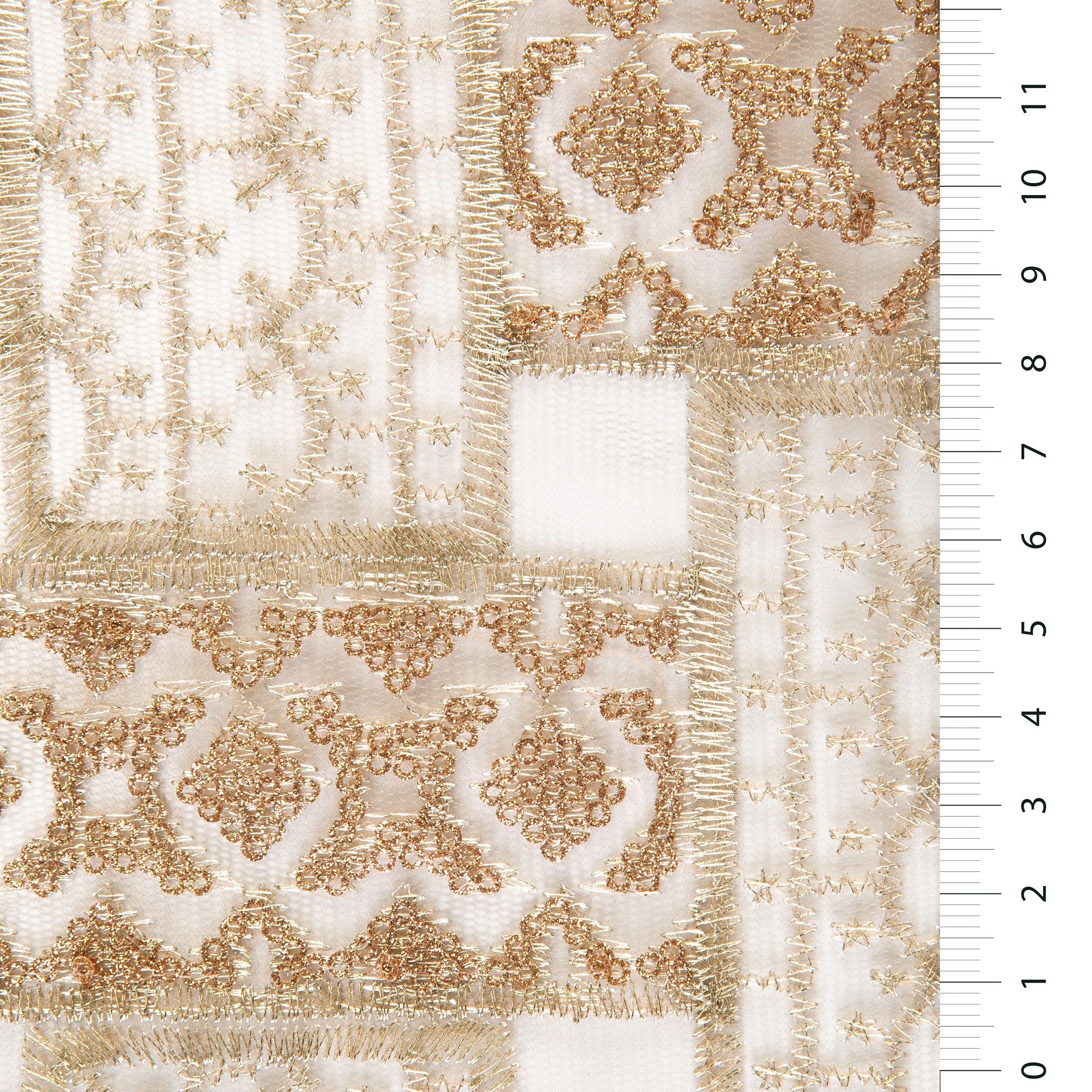 Shiny Gold Sequin Embroidered Fabric in Traditional Style | Burç Fabric