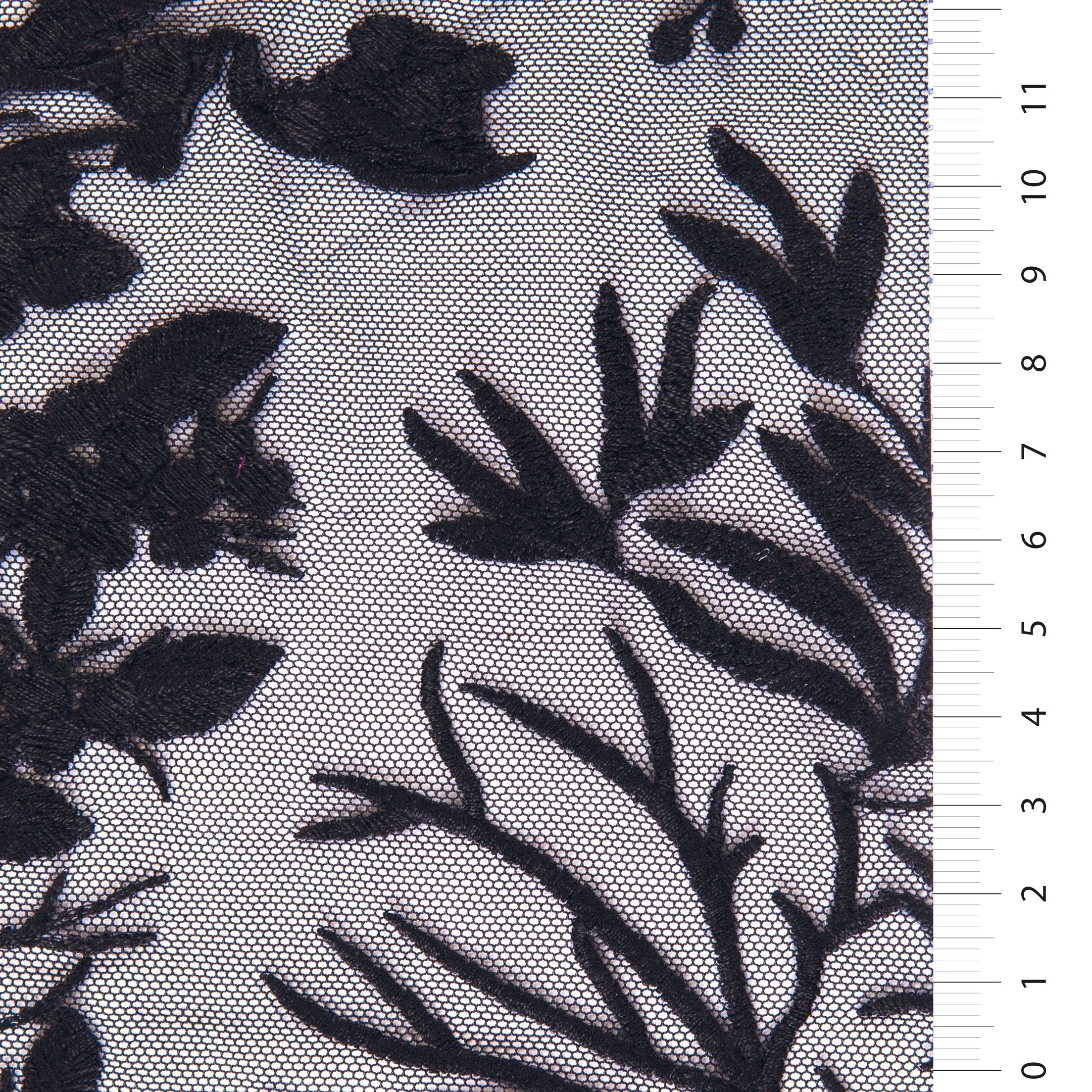 Black Floral Design Rayon Thread Embroidery Fabric | Burç Fabric