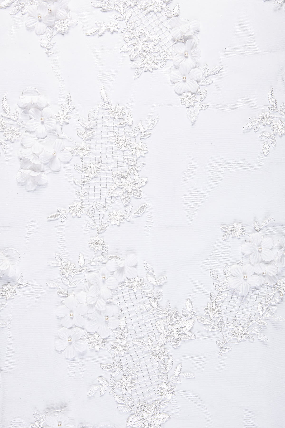 3D Flower Pattern Embroidery Wedding Dress Fabric