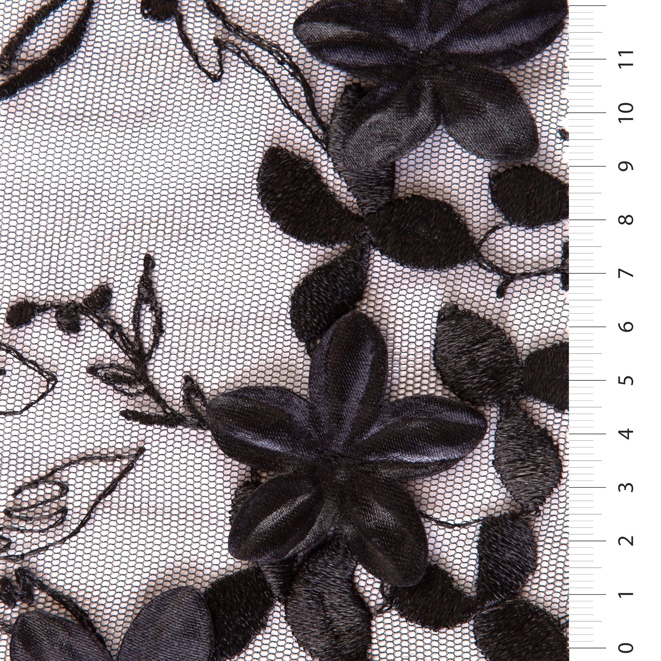 3D Chiffon Floral Embroidery Fabric