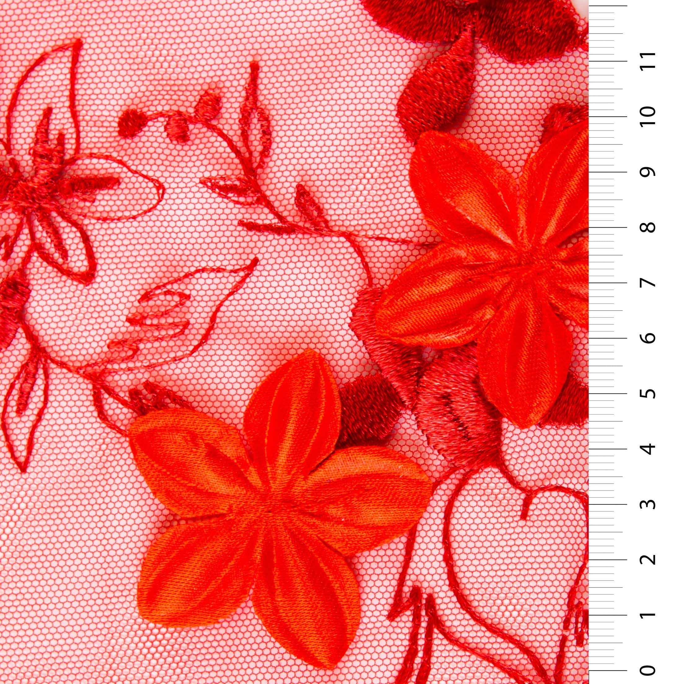 3D Chiffon Floral Embroidery Fabric