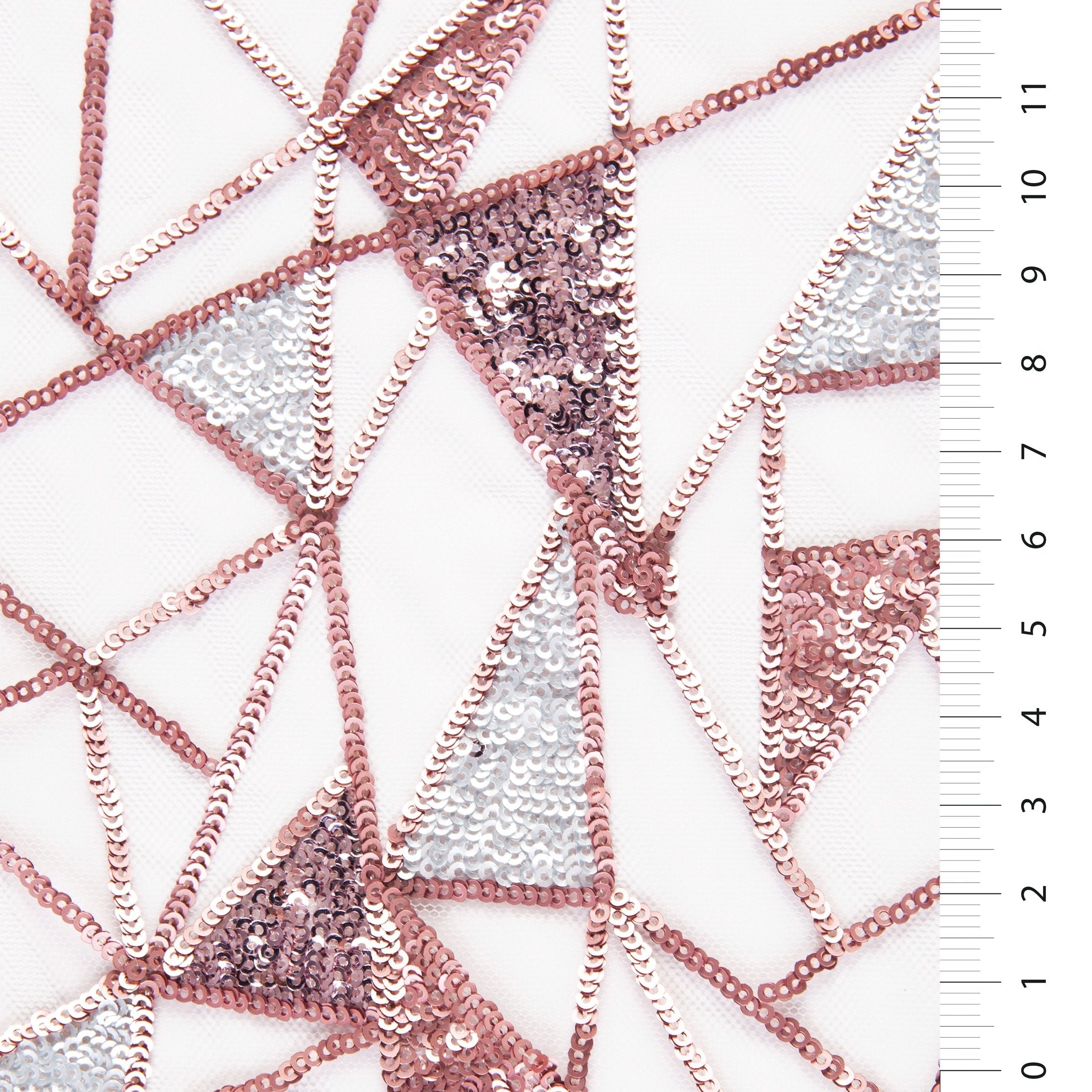 Pink Geometric Colored Thread Embroidery Fabric | Burç Fabric