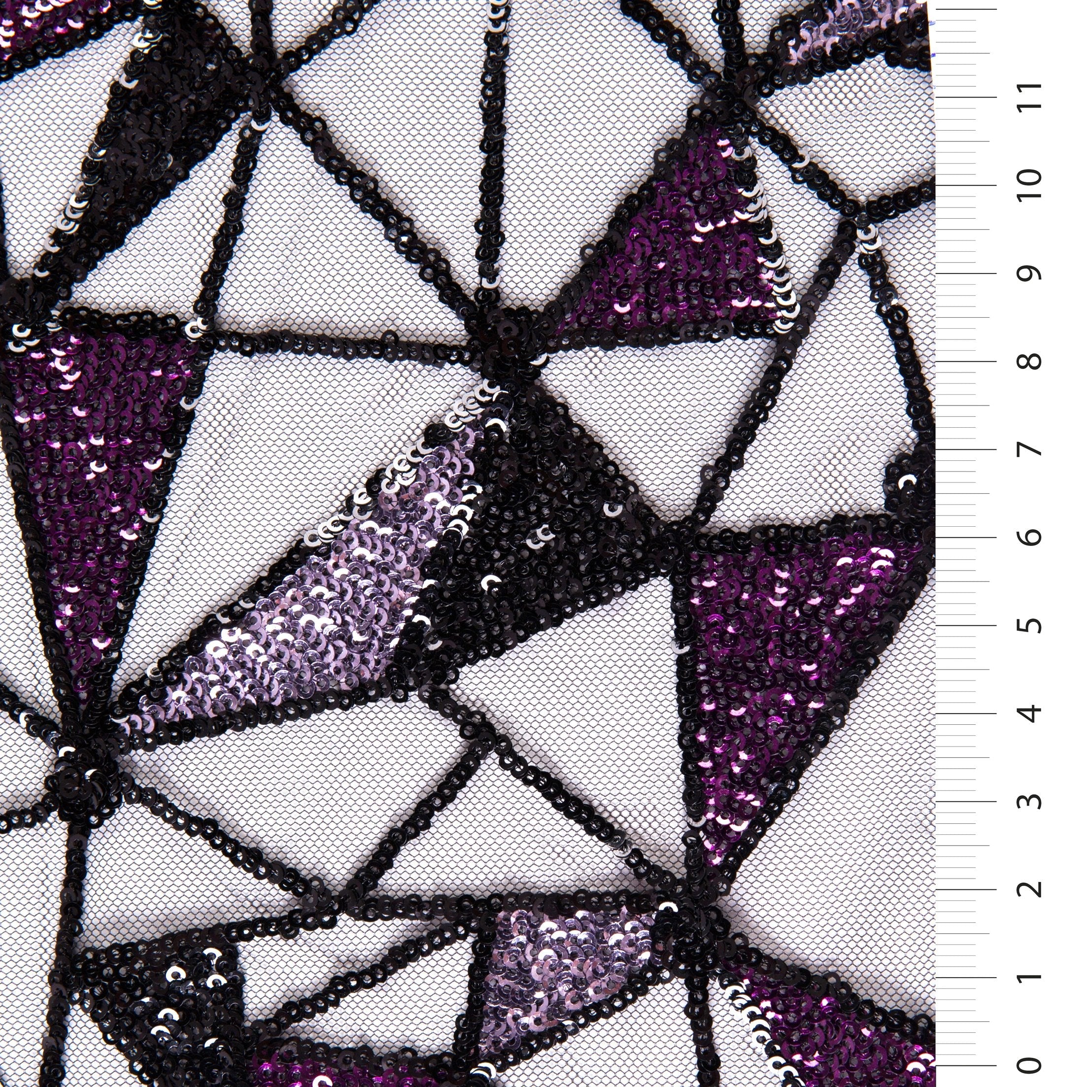 Purple Geometric Colored Thread Embroidery Fabric | Burç Fabric