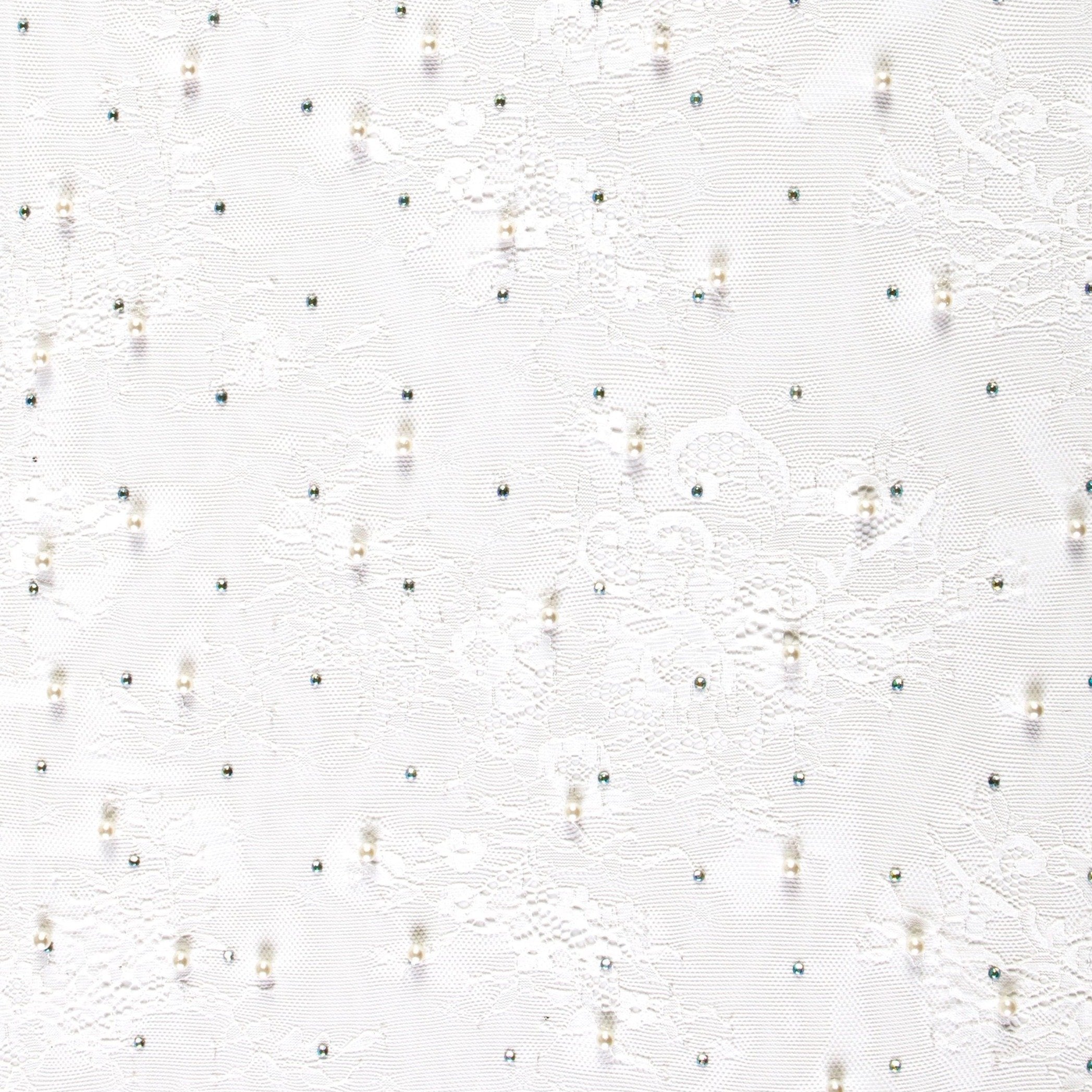 White Pearl Beaded Lace Embroidery Fabric | Burç Fabric