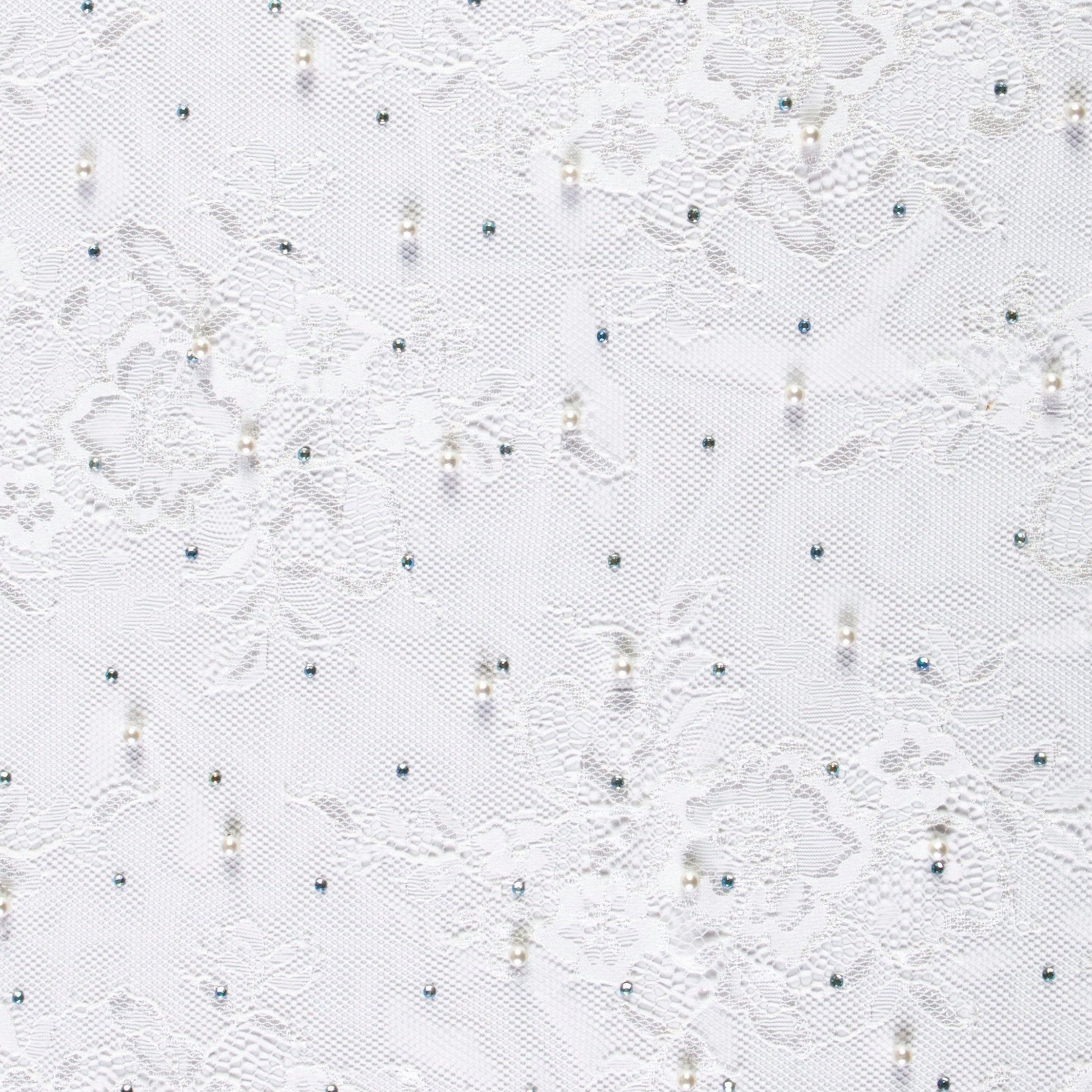White Pearl Beaded Lace Embroidery Wedding Dress Fabric | Burç Fabric