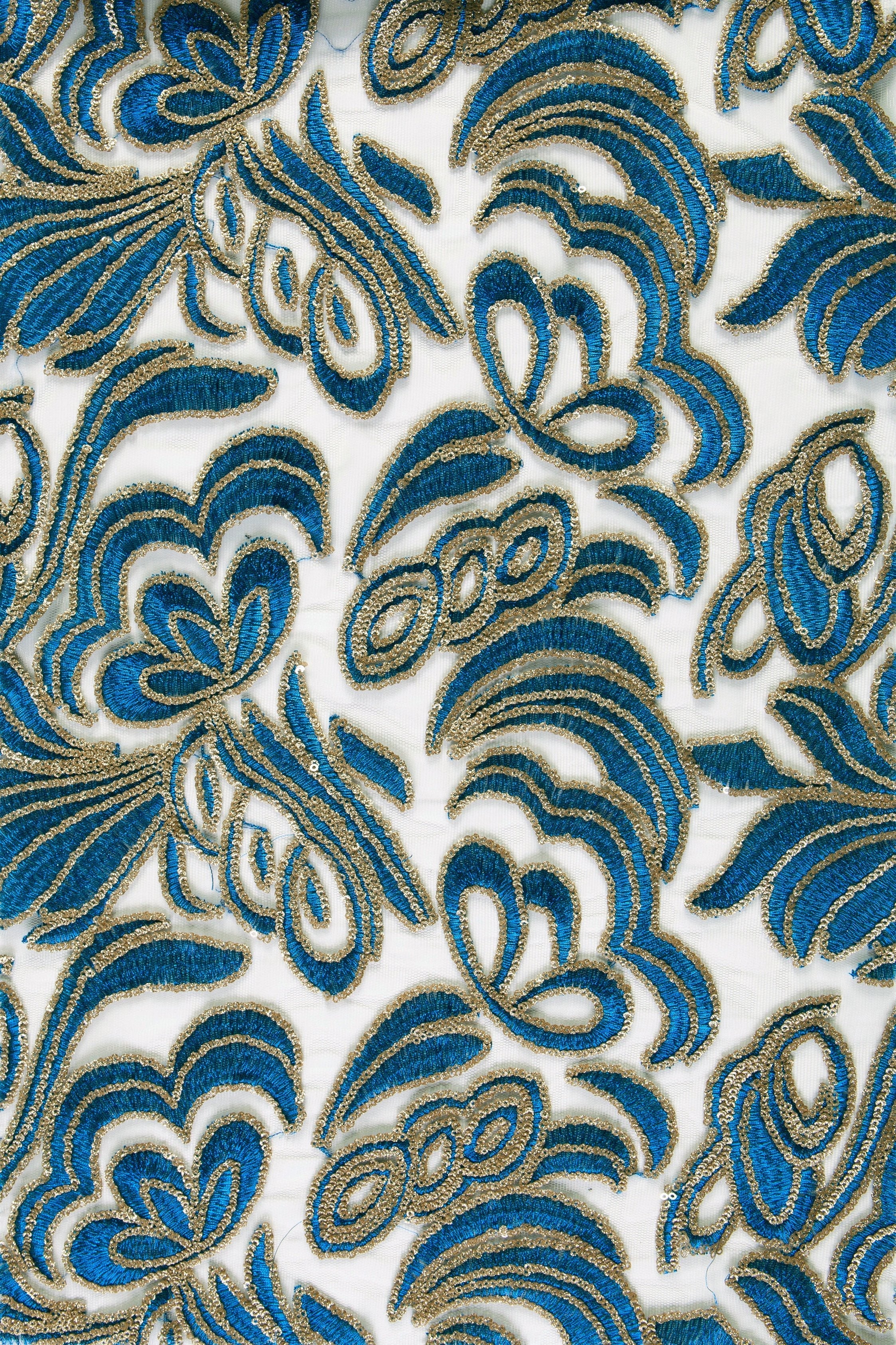 Multicolored Ornamental Embroidered Fabric