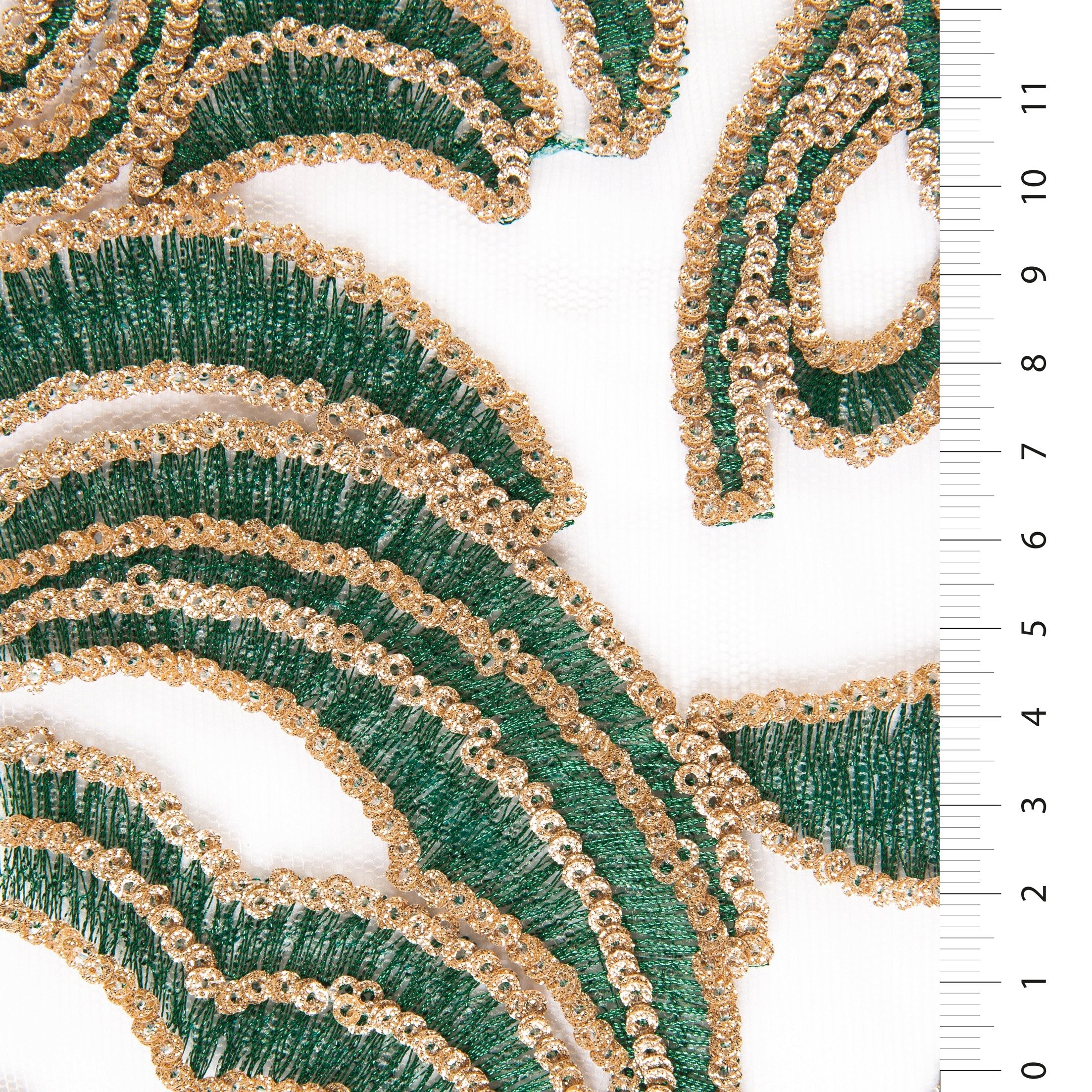 Green Multicolor Ornamental Embroidery Fabric | Burç Fabric