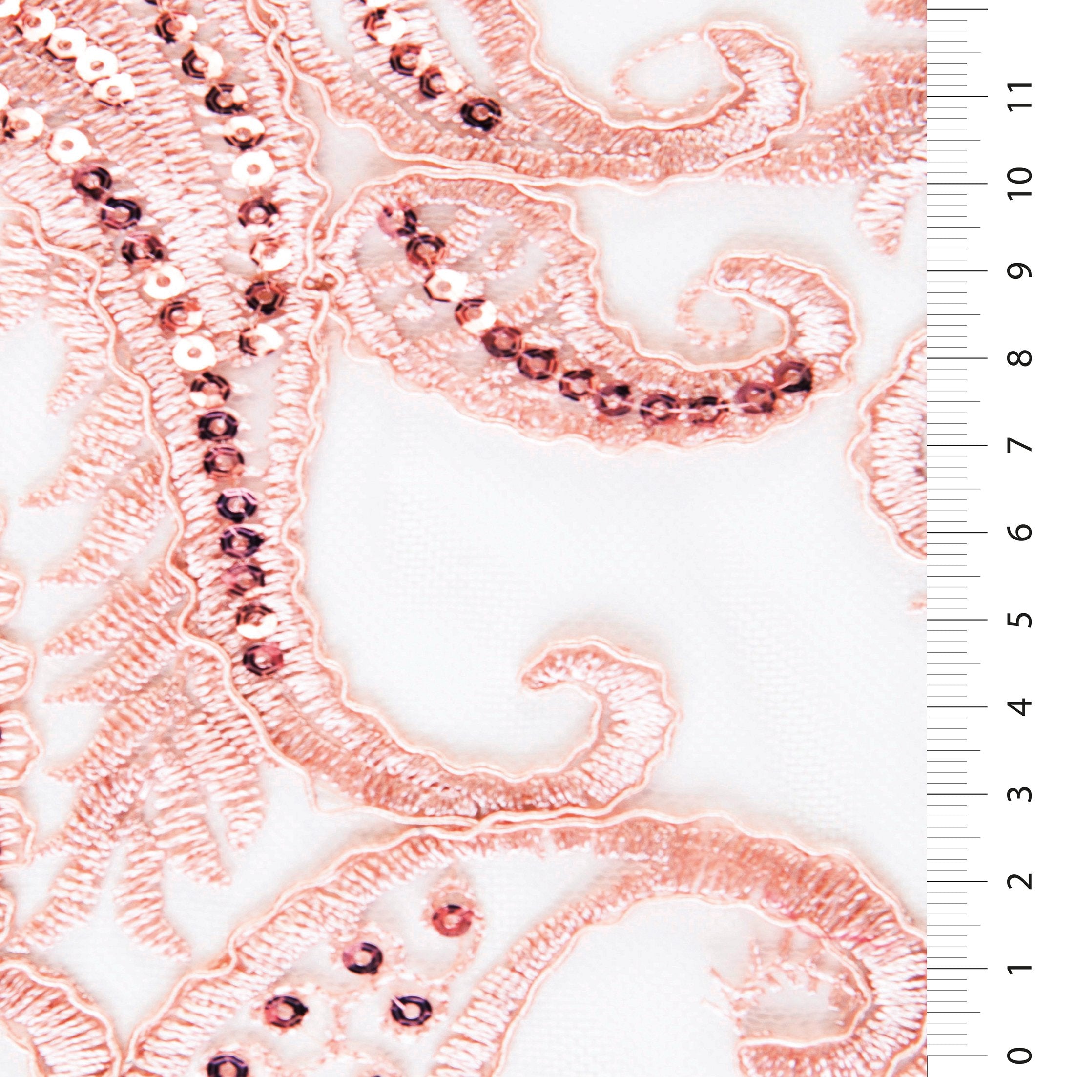 Salmon Patterned Stringed Sequin Thread Embroidery Fabric | Burç Fabric