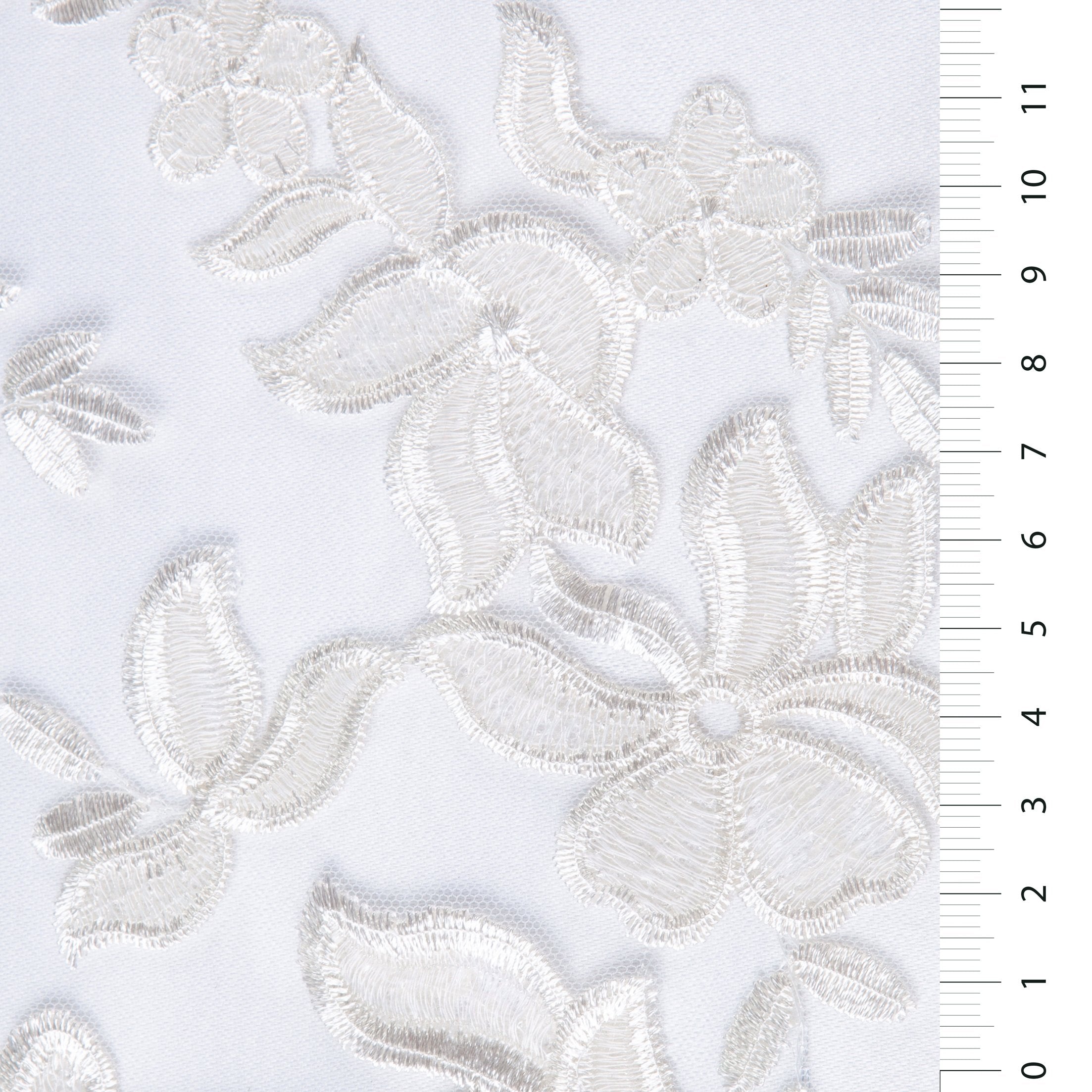 Ivory Flower Garden Foil Embroidered Wedding Dress Fabric | Burç Fabric