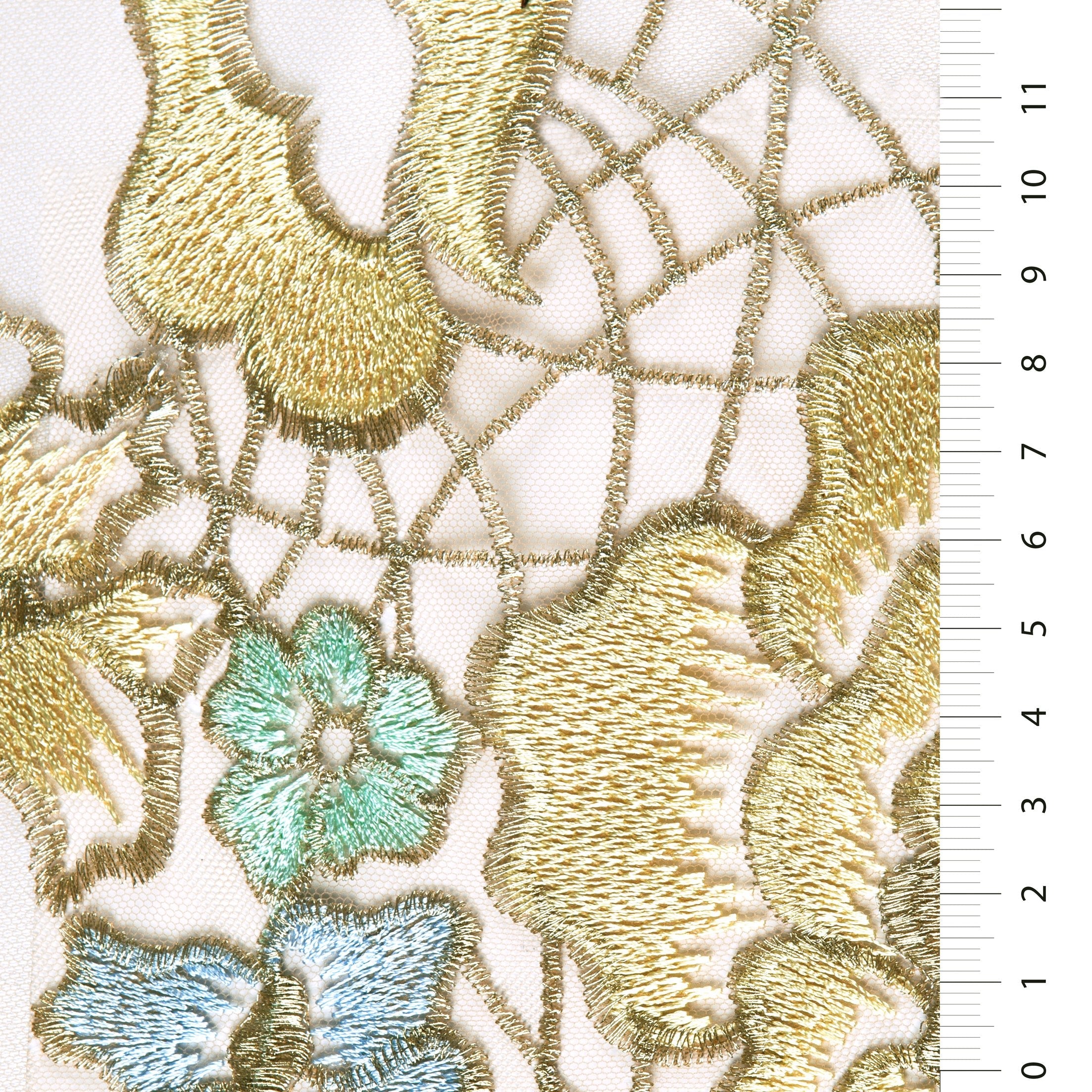 Sicilian Style Leaf Design Thread Embroidered Fabric