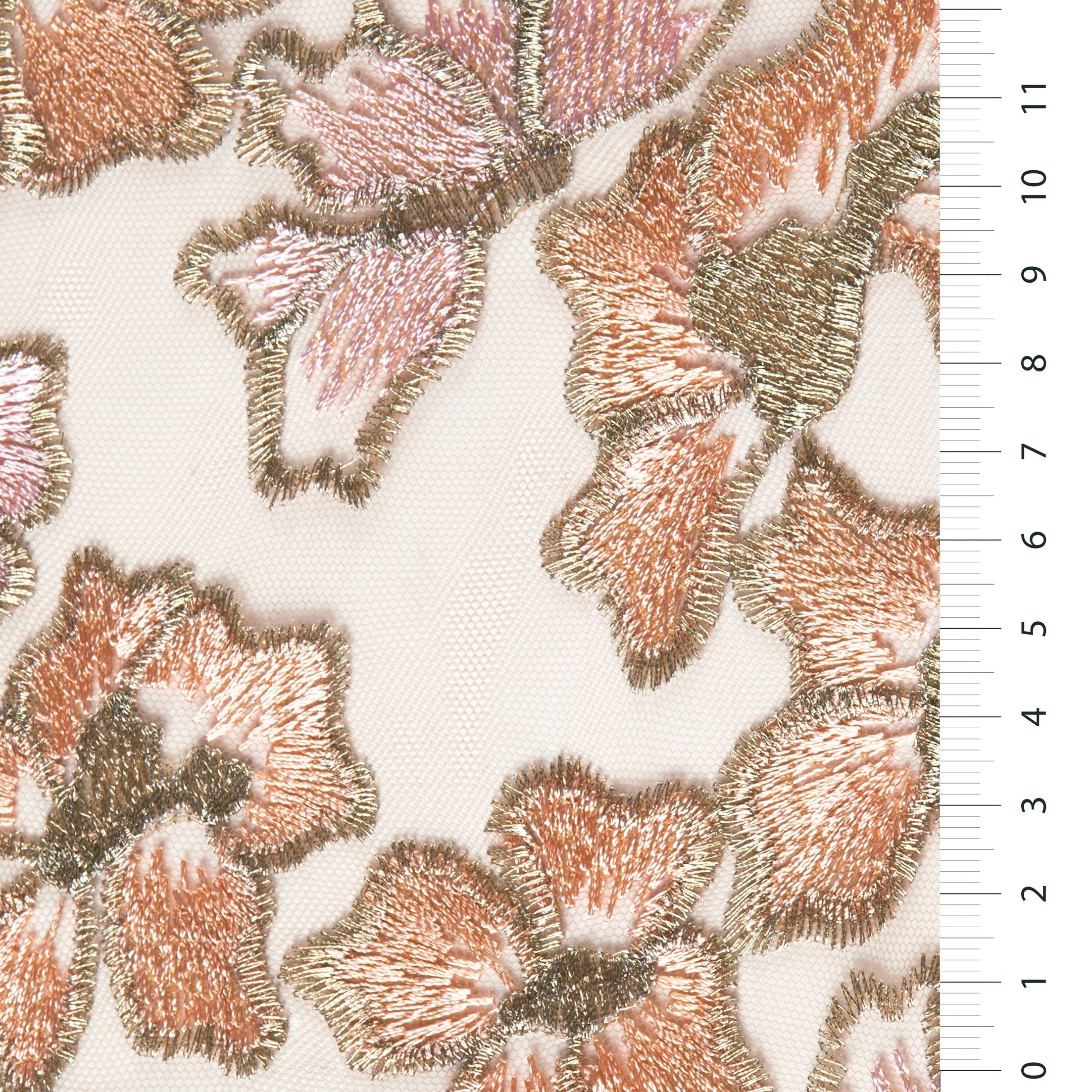 Sicilian Style Leaf Design Thread Embroidered Fabric