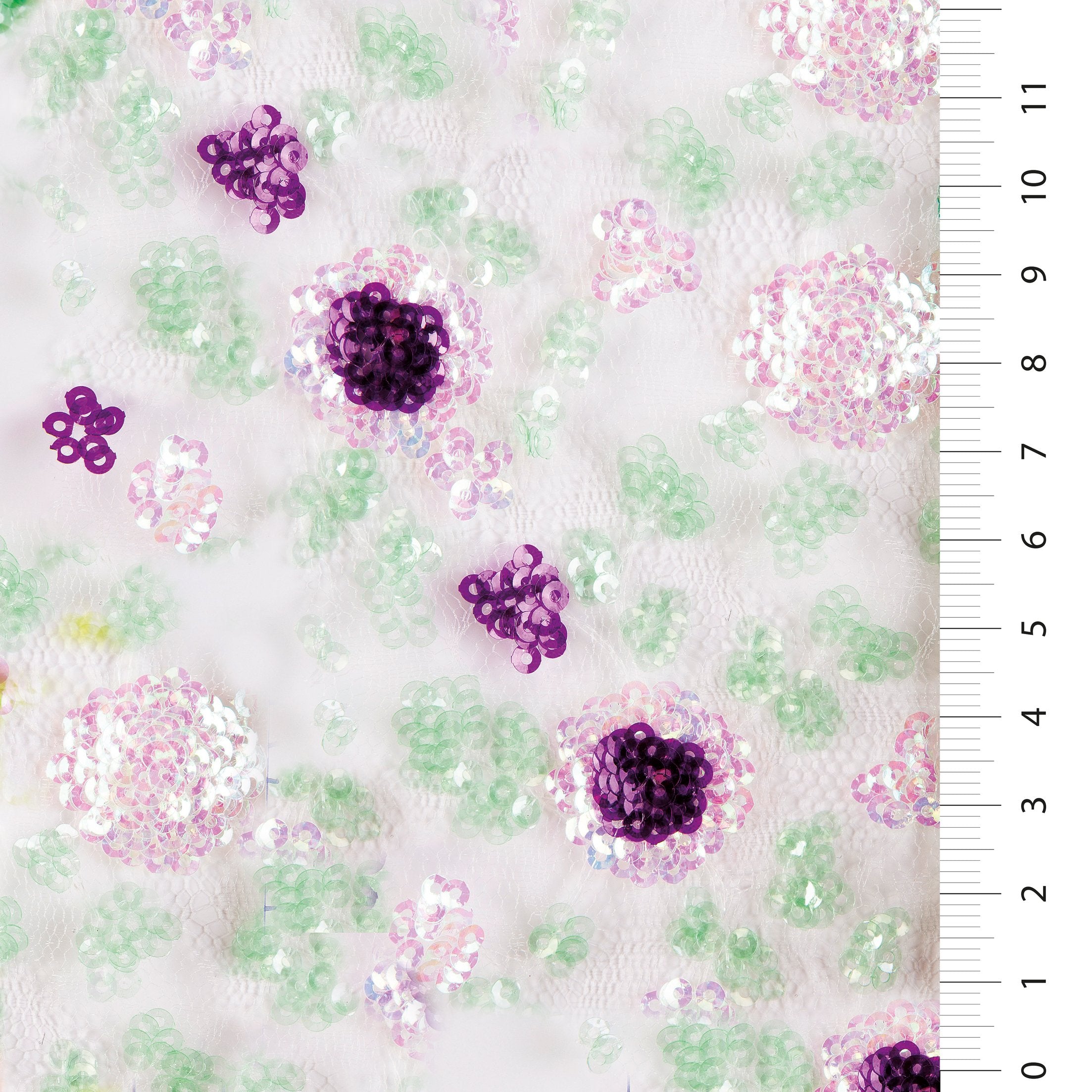 Fuchsia Cluster Flower Design Sequin Embroidered Fabric | Burç Fabric