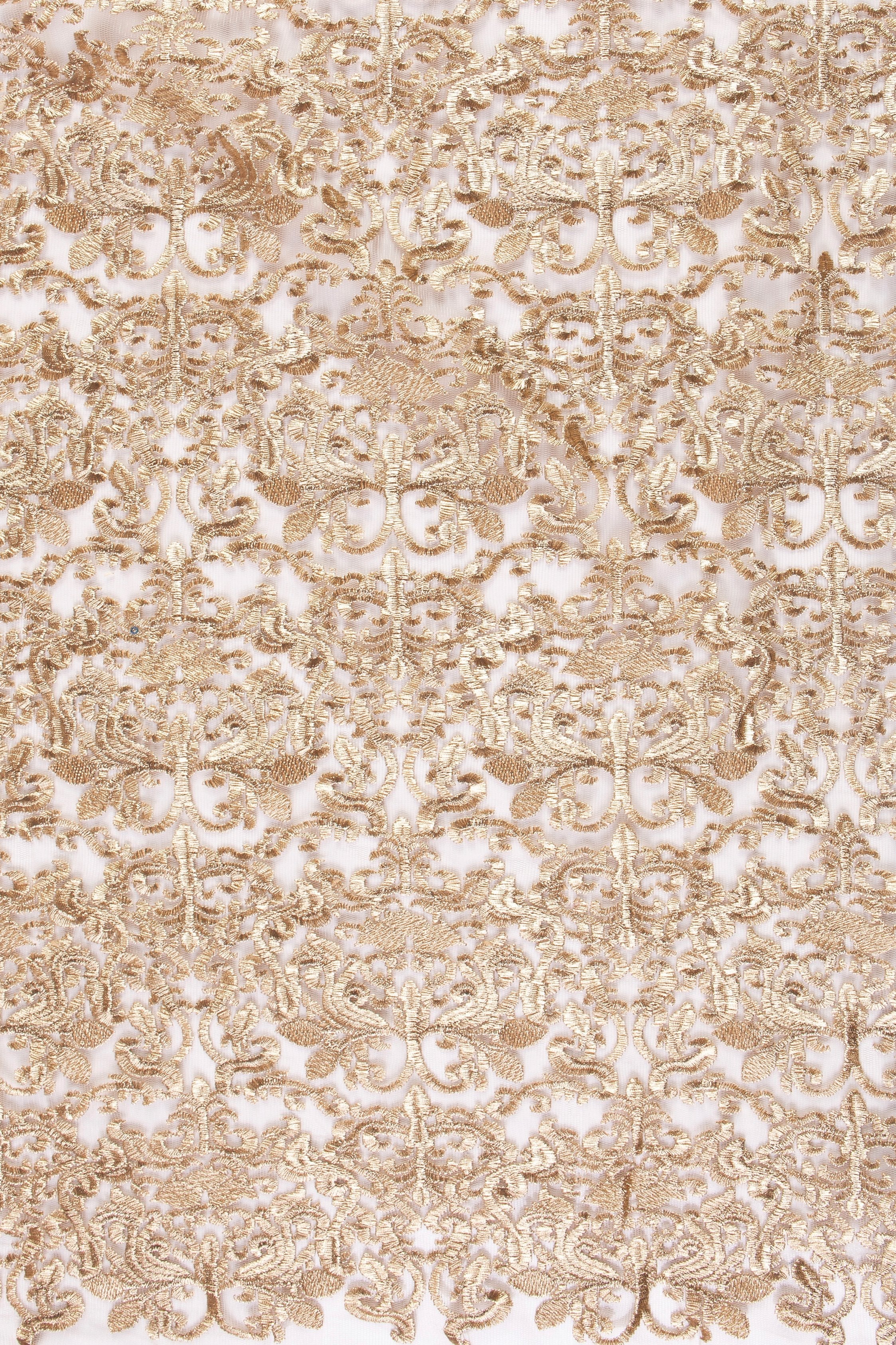 Gold Abu Dhabi Style Lurex Thread Embroidered Fabric | Burç Fabric