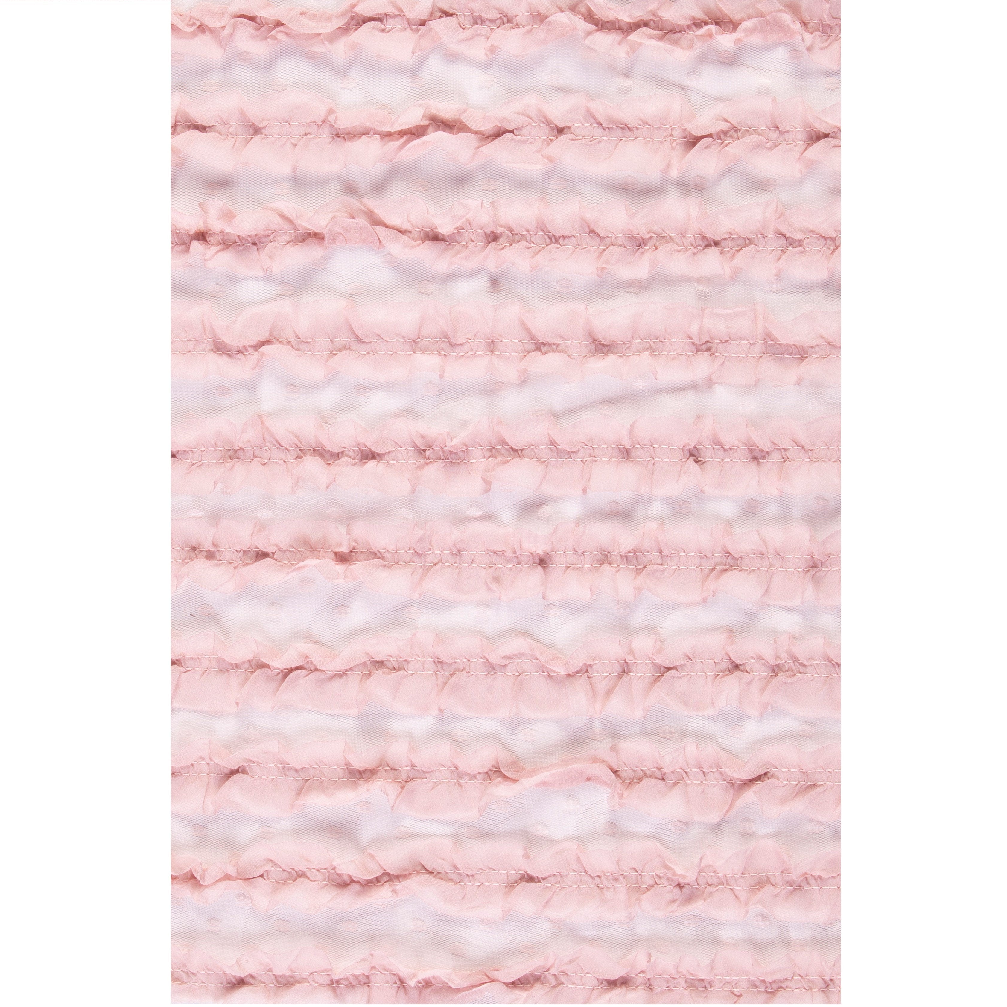 Powder Striped Double Layer Ornamental Embroidery Lace Fabric | Burç Fabric