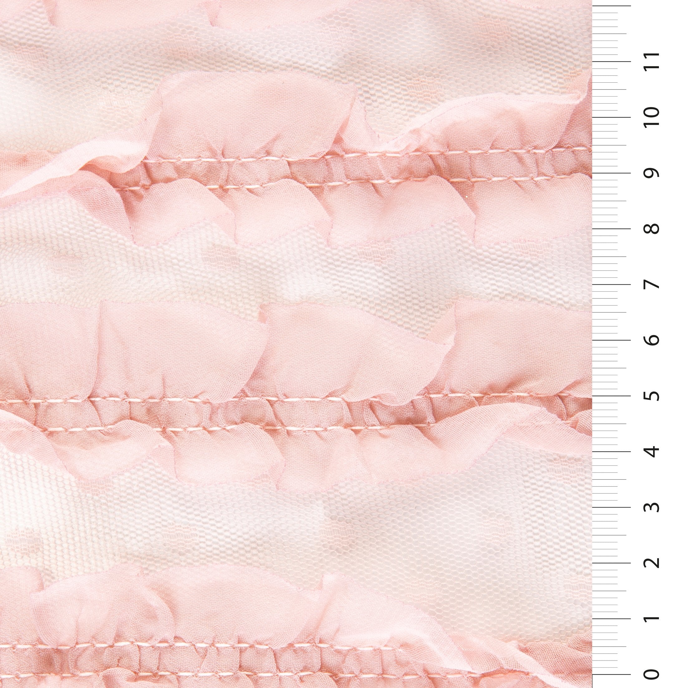 Powder Striped Double Layer Ornamental Embroidery Lace Fabric | Burç Fabric