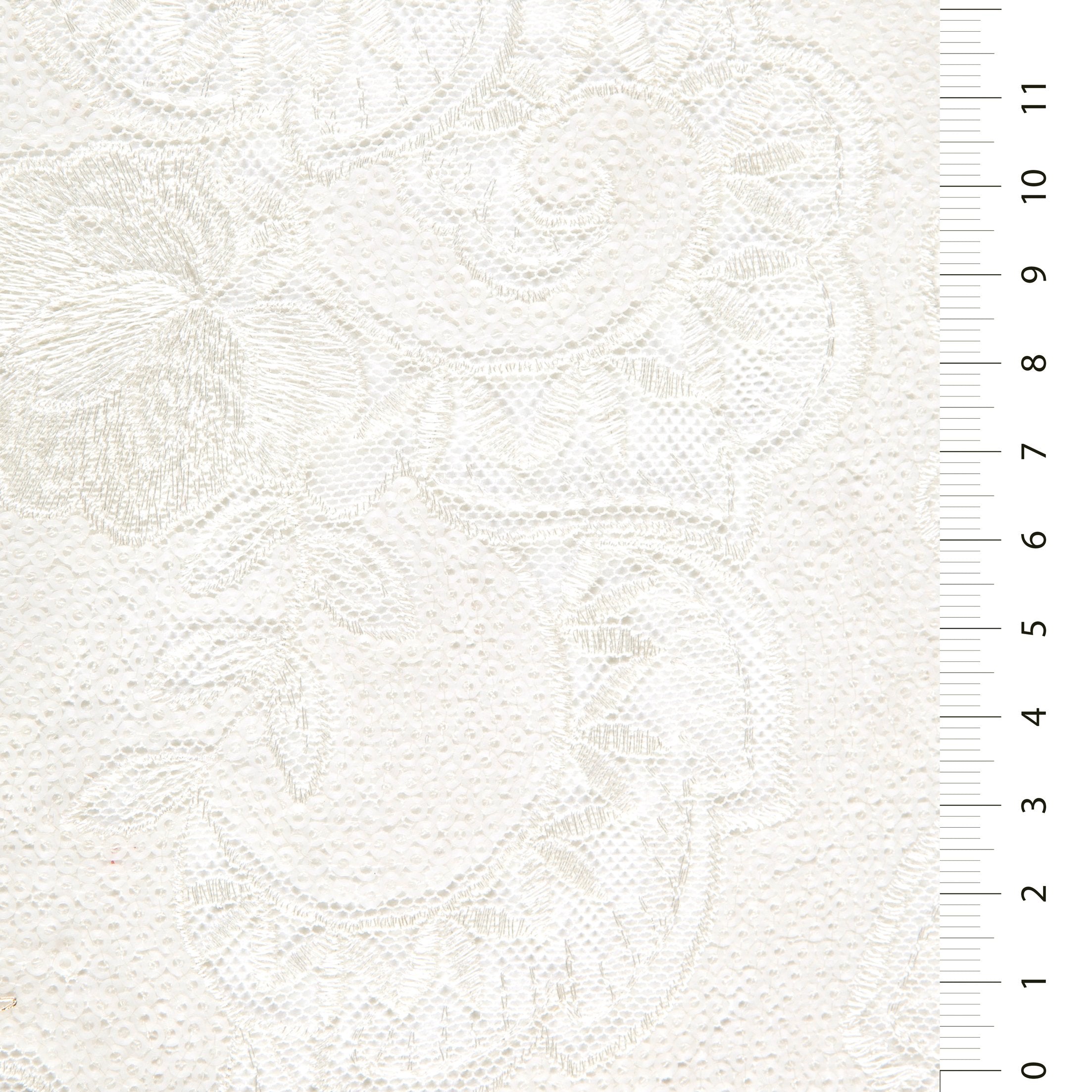 White Bud Embroidered Sequined Fabric | Burç Fabric