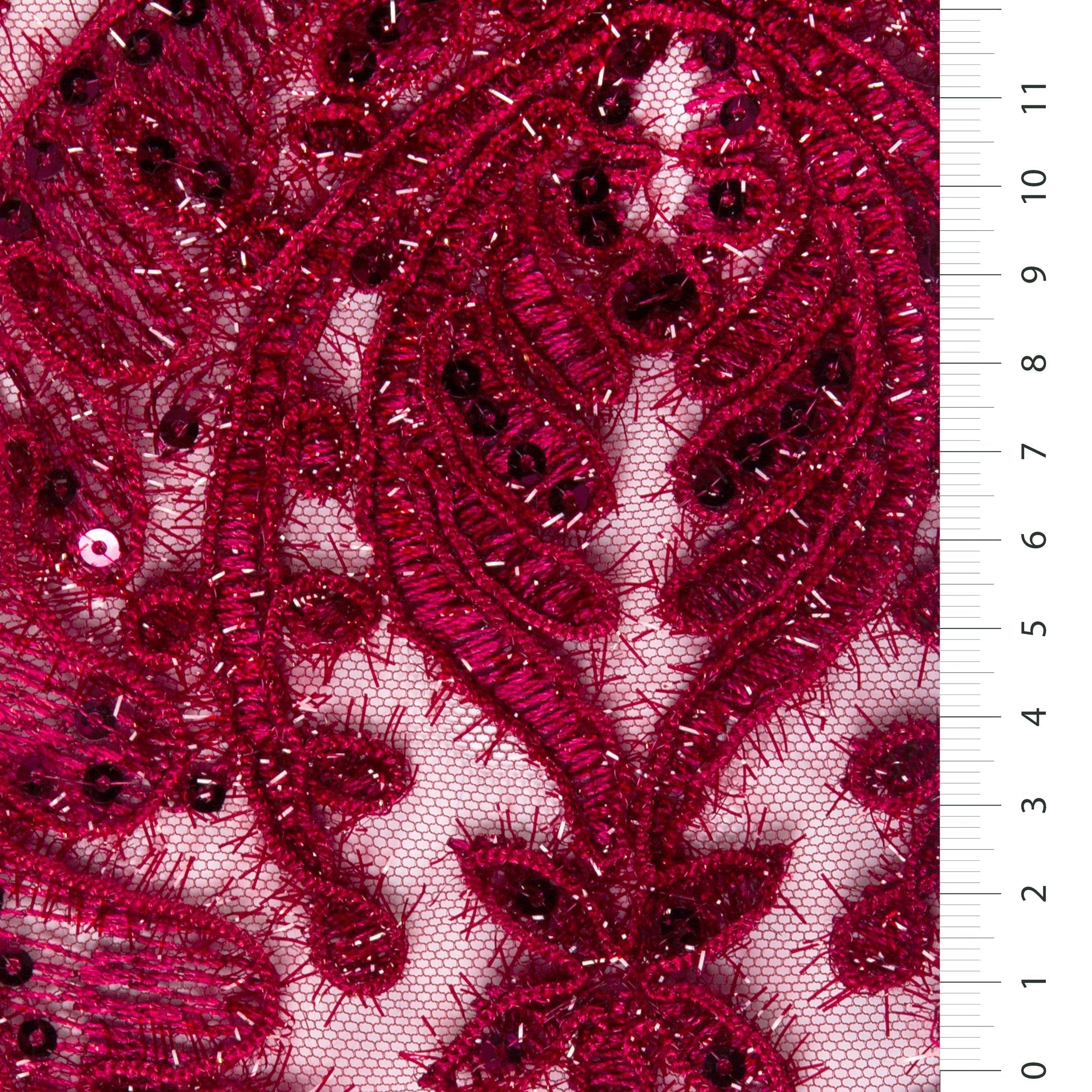 Ottoman Design Scalloped Glitter Thread Embroidery Fabric