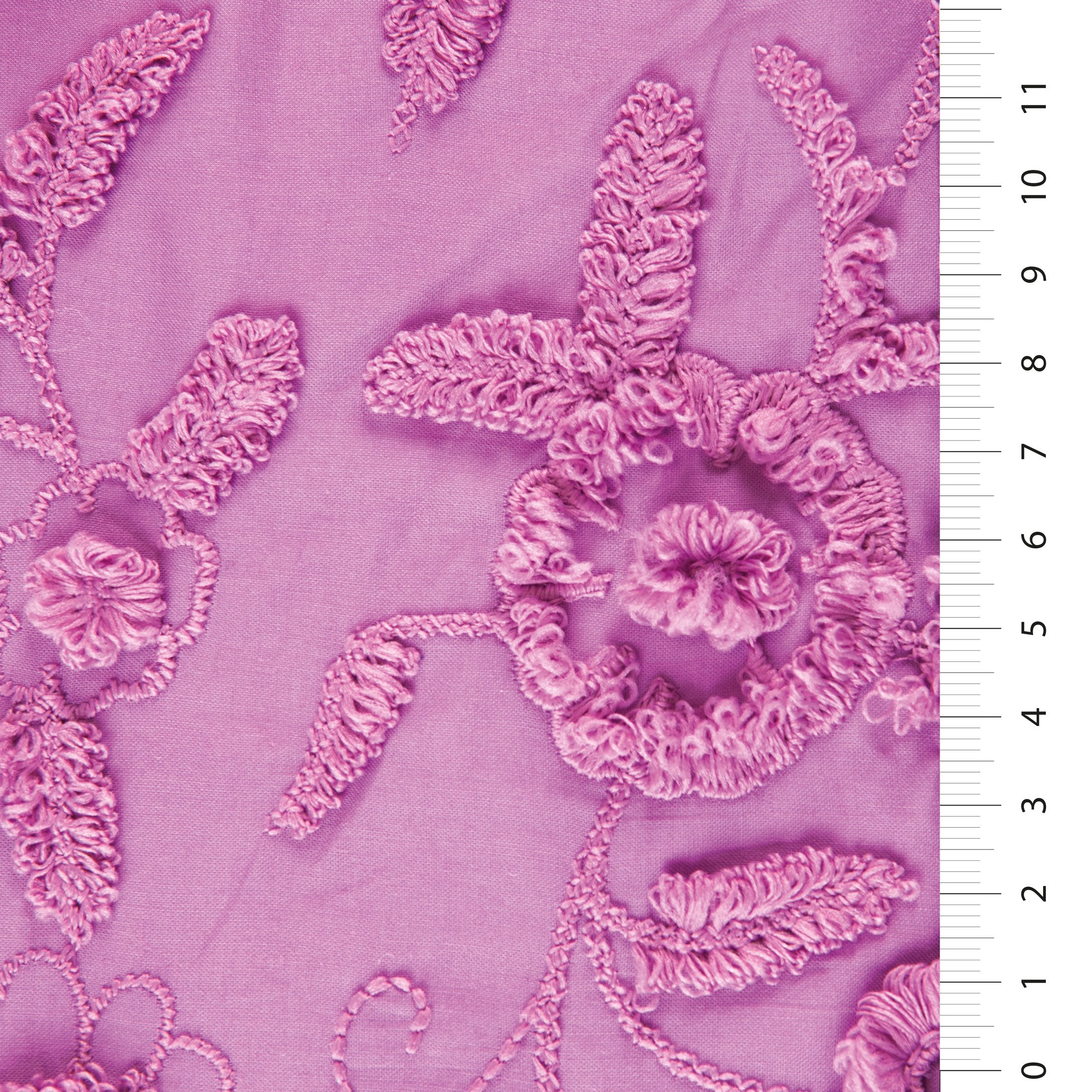 Fringed Floral Design Cotton Trim Embroidered Voile Fabric