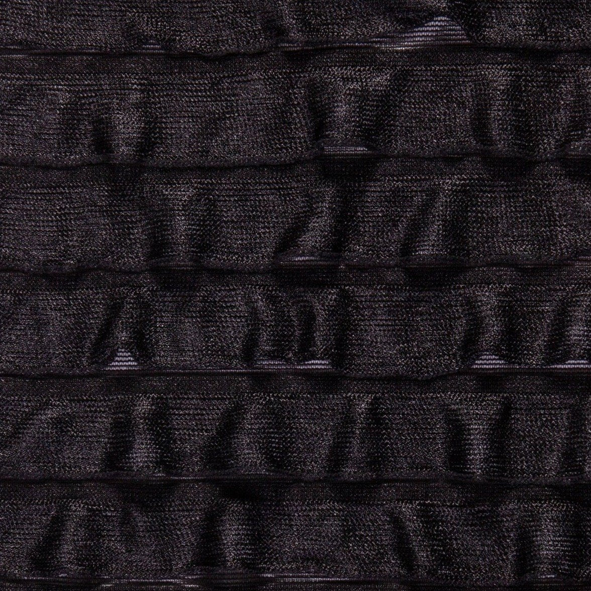 Black Ruffle Soft Touch Knitted Fabric | Burç Fabric