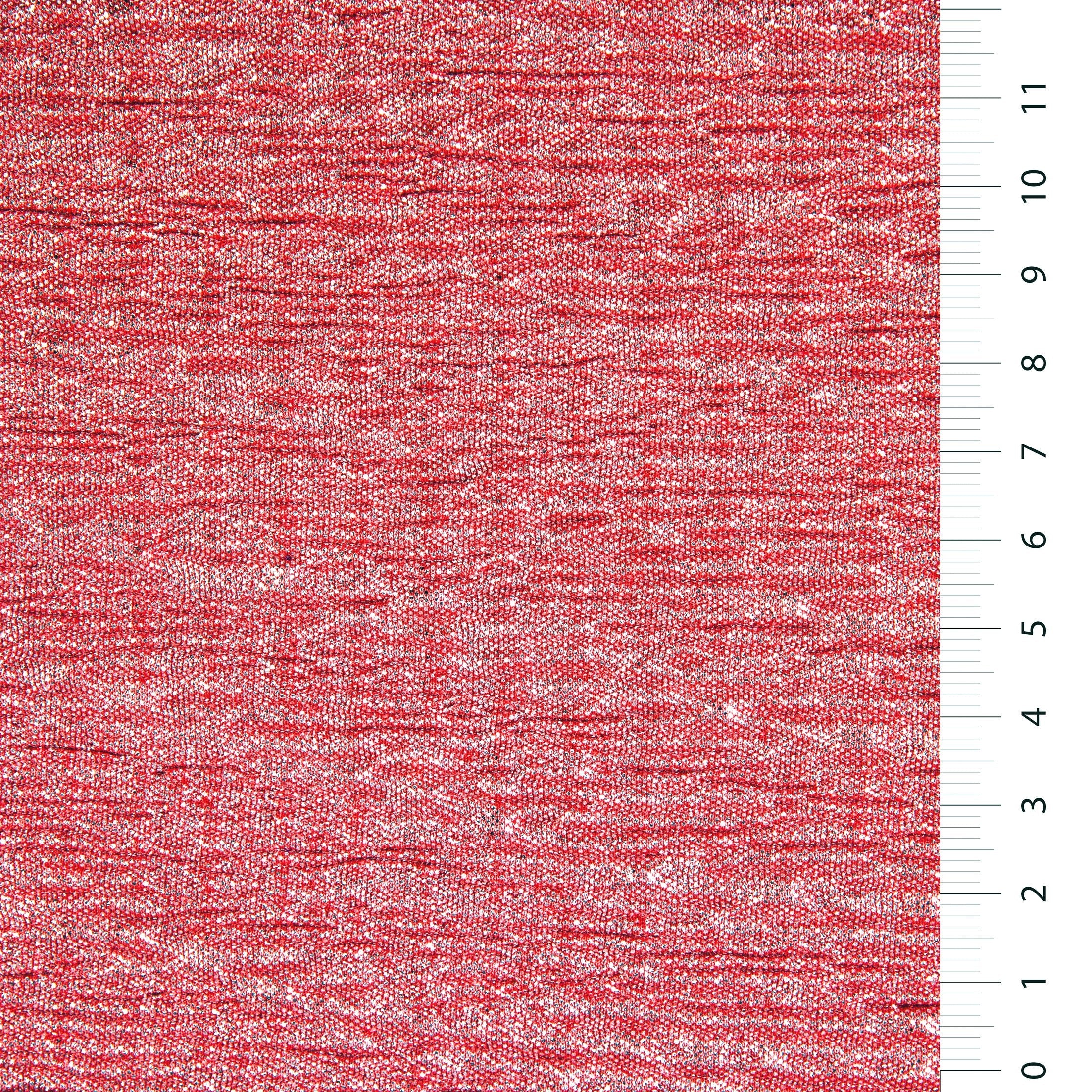 Pomegranate Flower Foil Print Crimped Knitted Fabric | Burç Fabric