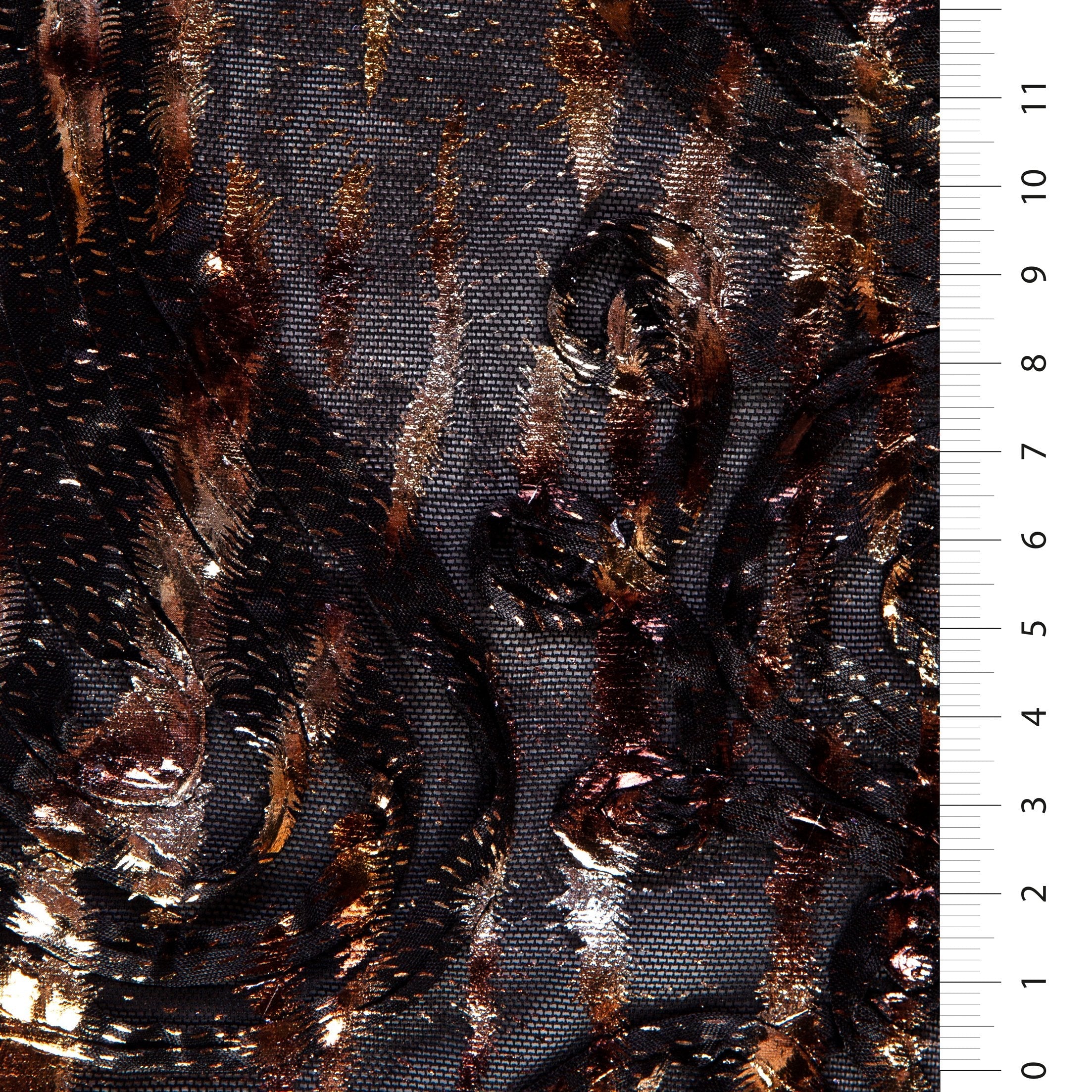 Gold Leopard Pattern Corded Foil Print Knitted Fabric | Burç Fabric