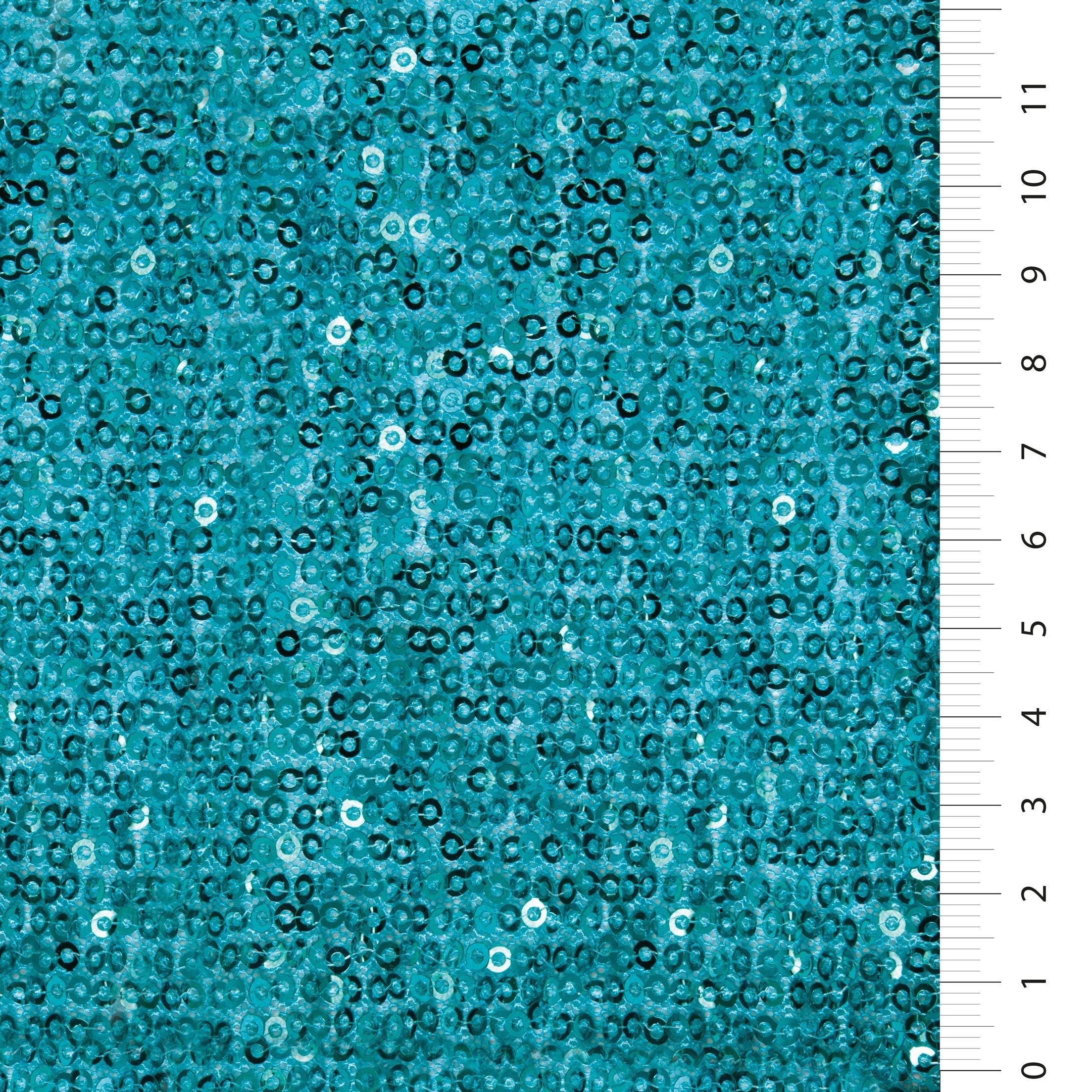 Turquoise All Pleated Sequin Embroidered Fabric | Burç Fabric