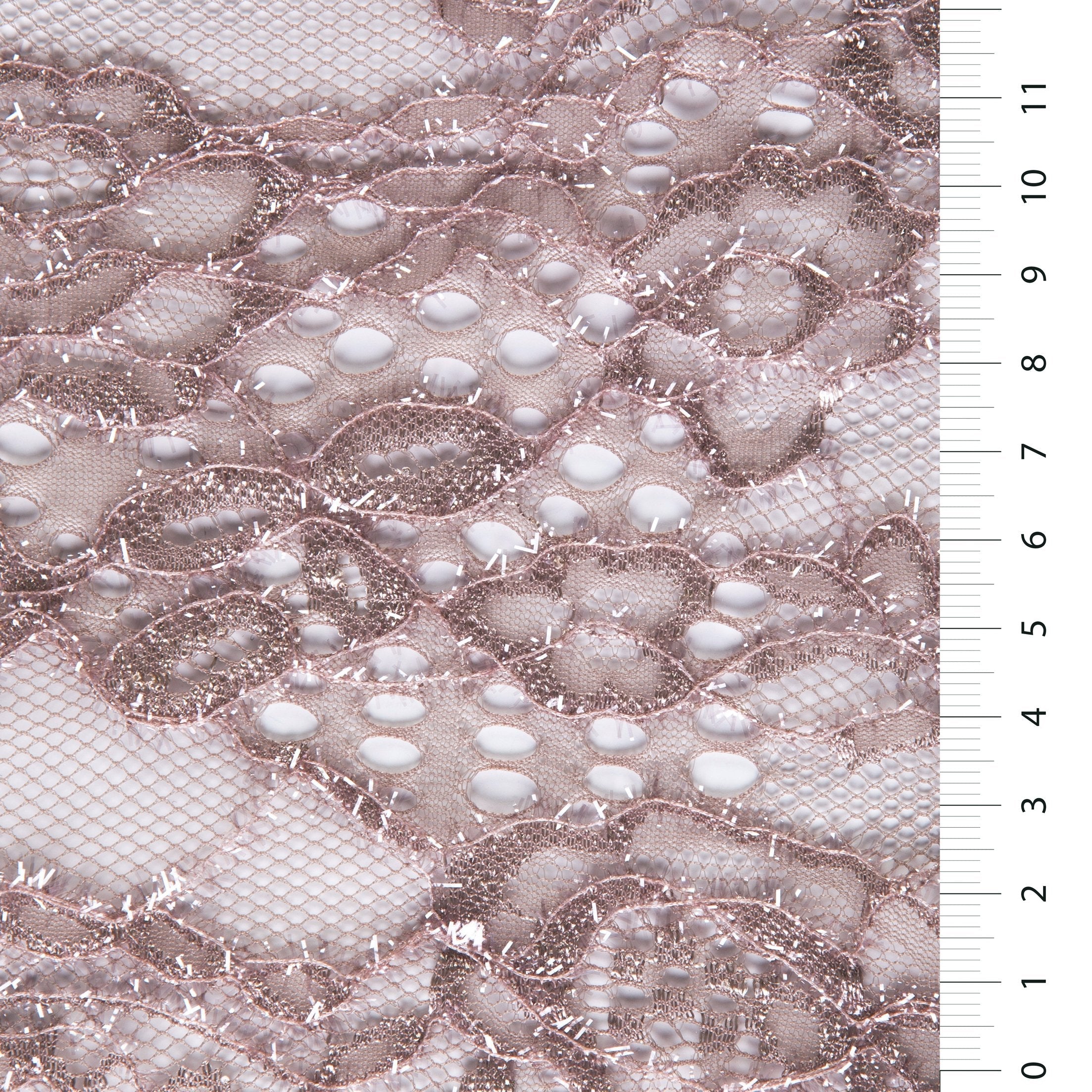 Mink Shiny Metallic Thread Lace Fabric | Burç Fabric