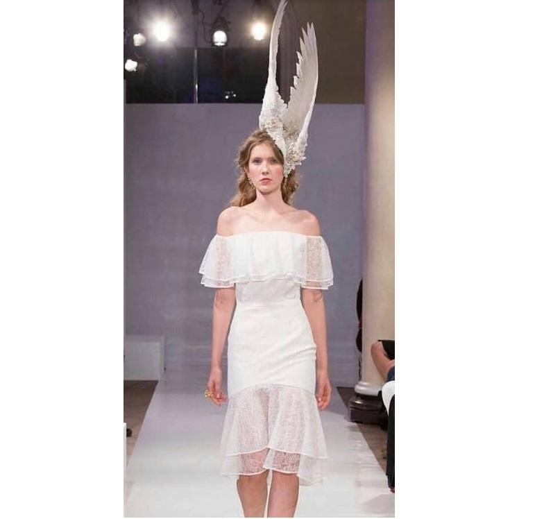 White Floral Design Mesh Lace Tulle Dress | Burç Fabric