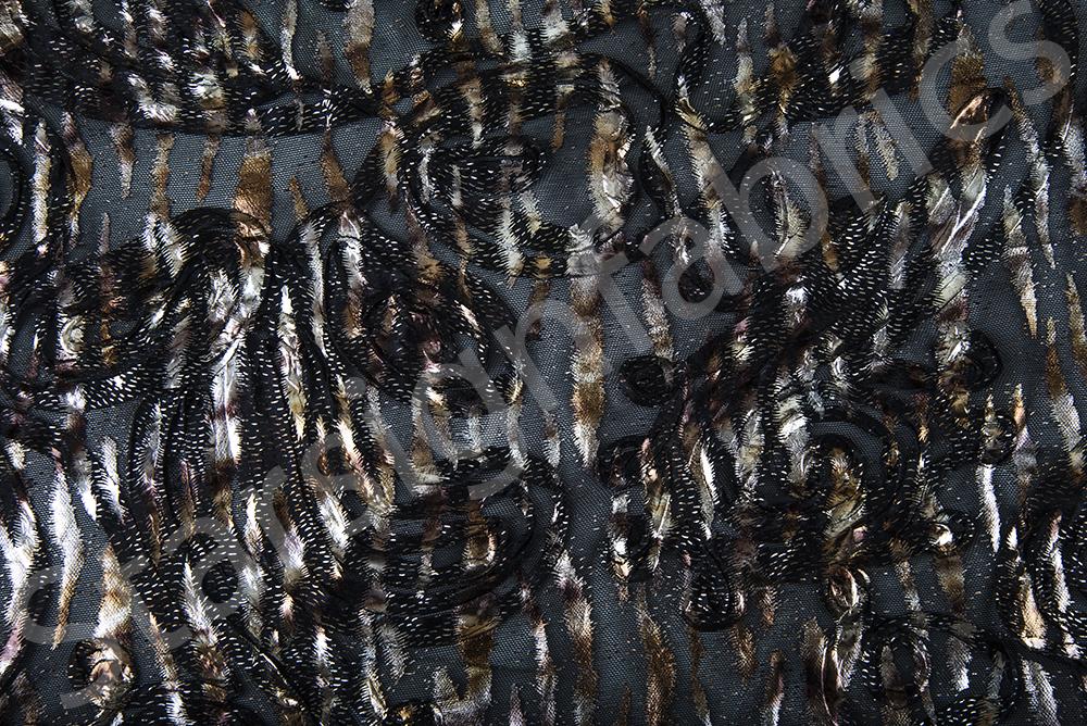 Leopard Pattern Corded Foil Print Knitted Fabric | Burç Fabric