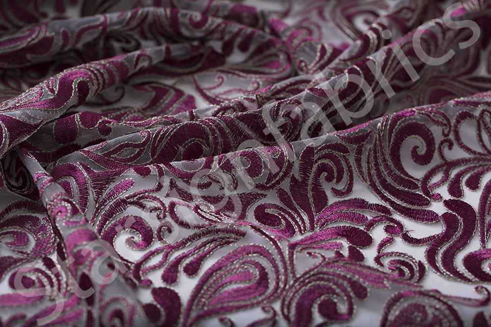 Scalloped Ornamental Thread Embroidered Fabric