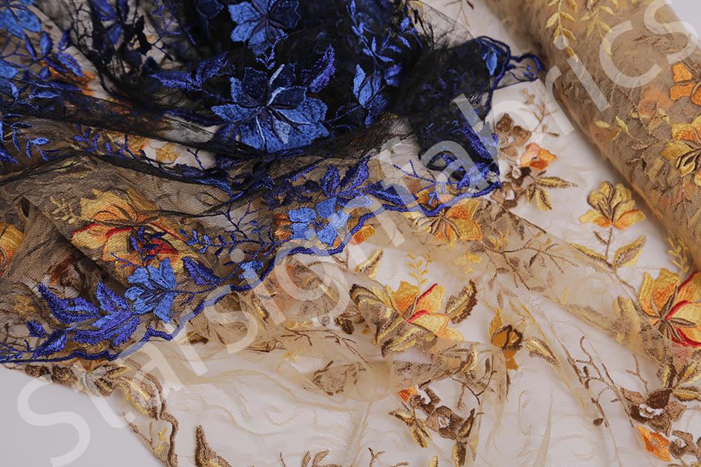 Mallorca Style Floral Embroidered Lace Fabrics | Burç Fabric