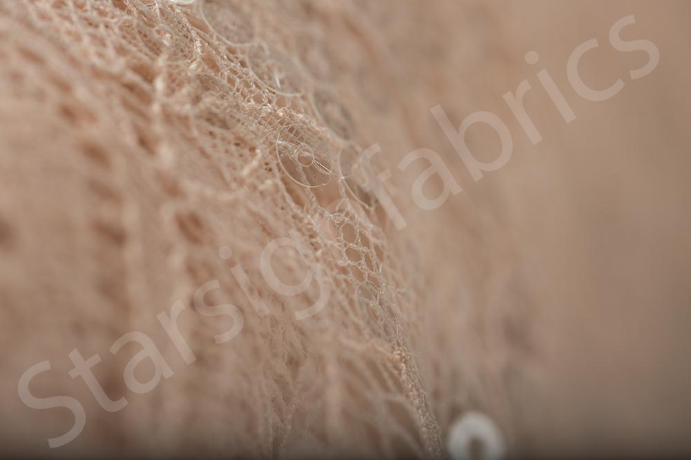 Lyon Style Sequined Embellished Soft Brown Lace Fabric | Burç Fabric