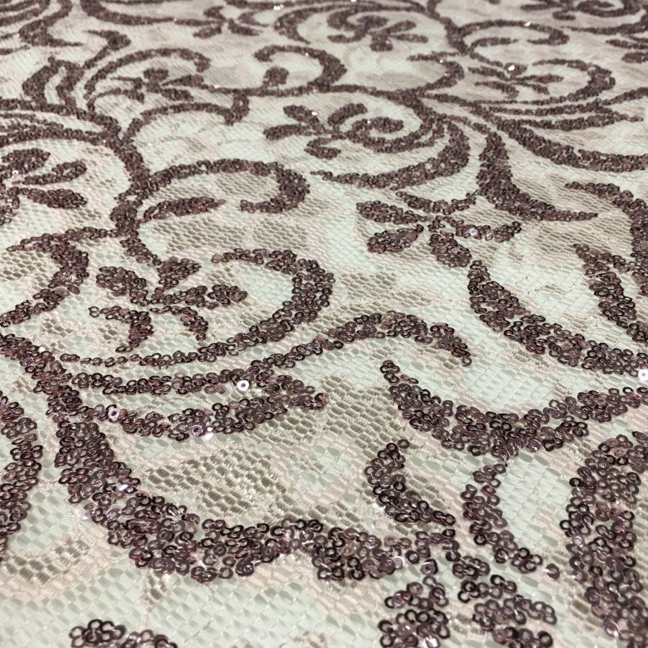 Flower Pattern Sequin Lace Embroidery Fabric | Burç Fabric