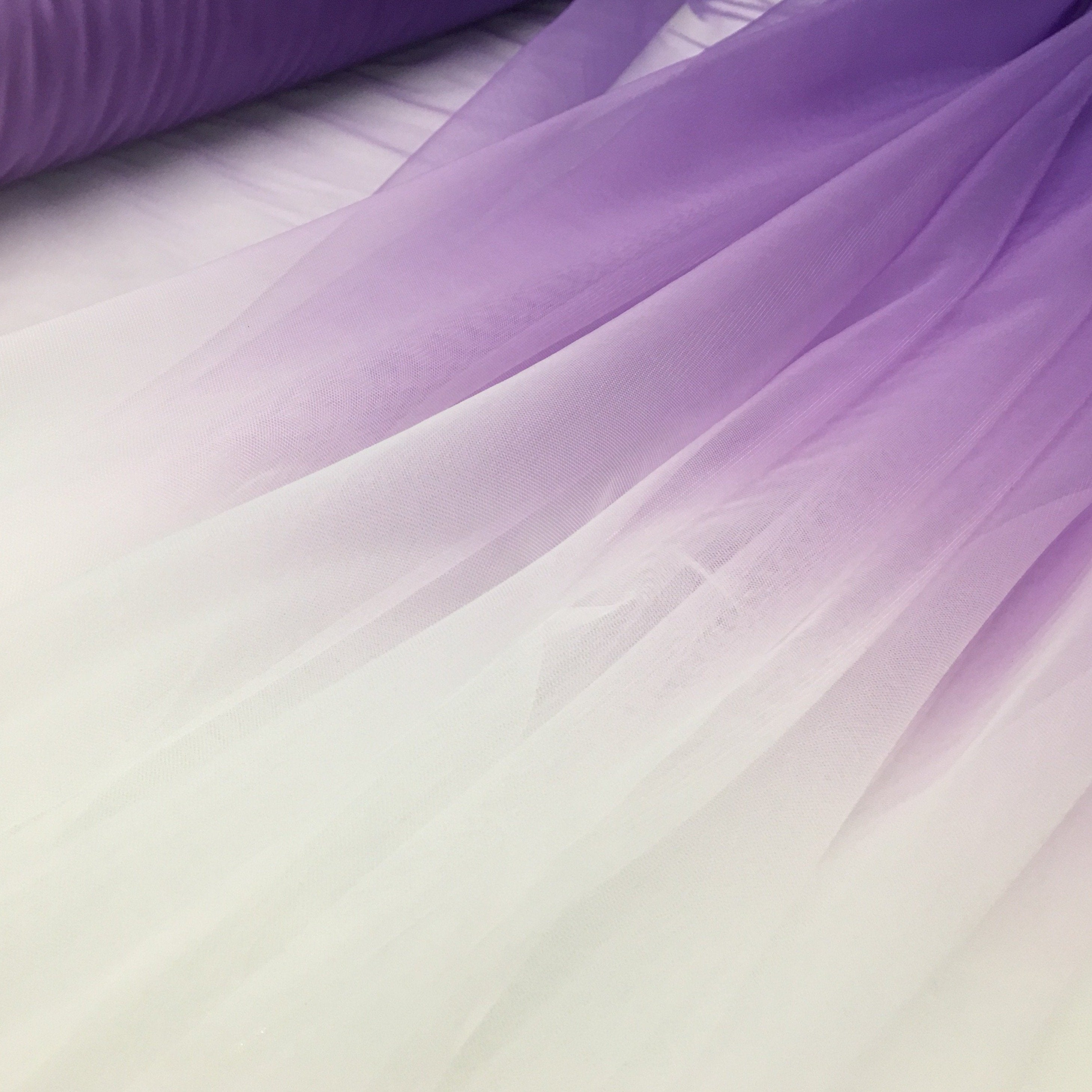 Purple Ombre Color Transition Micro Knit Tulle Fabric | Burç Fabric