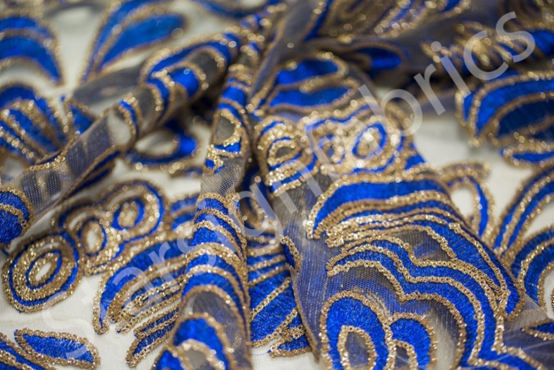 Multicolored Ornamental Embroidered Fabric