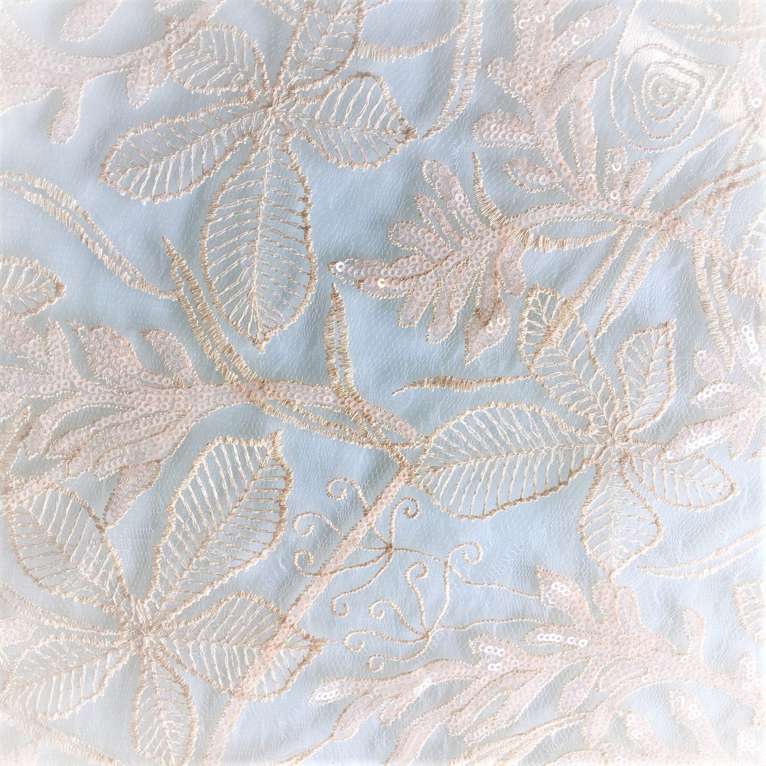 Geneva Style Salmon Flower Embroidered Lace Fabric | Burç Fabric